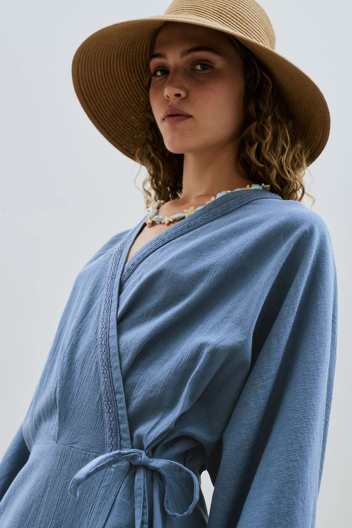 Textured Wrap Dress Indigo - Image 7