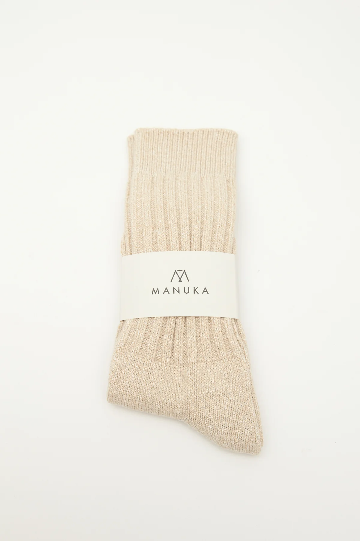Thick Ribbed Socks Beige - Image 4