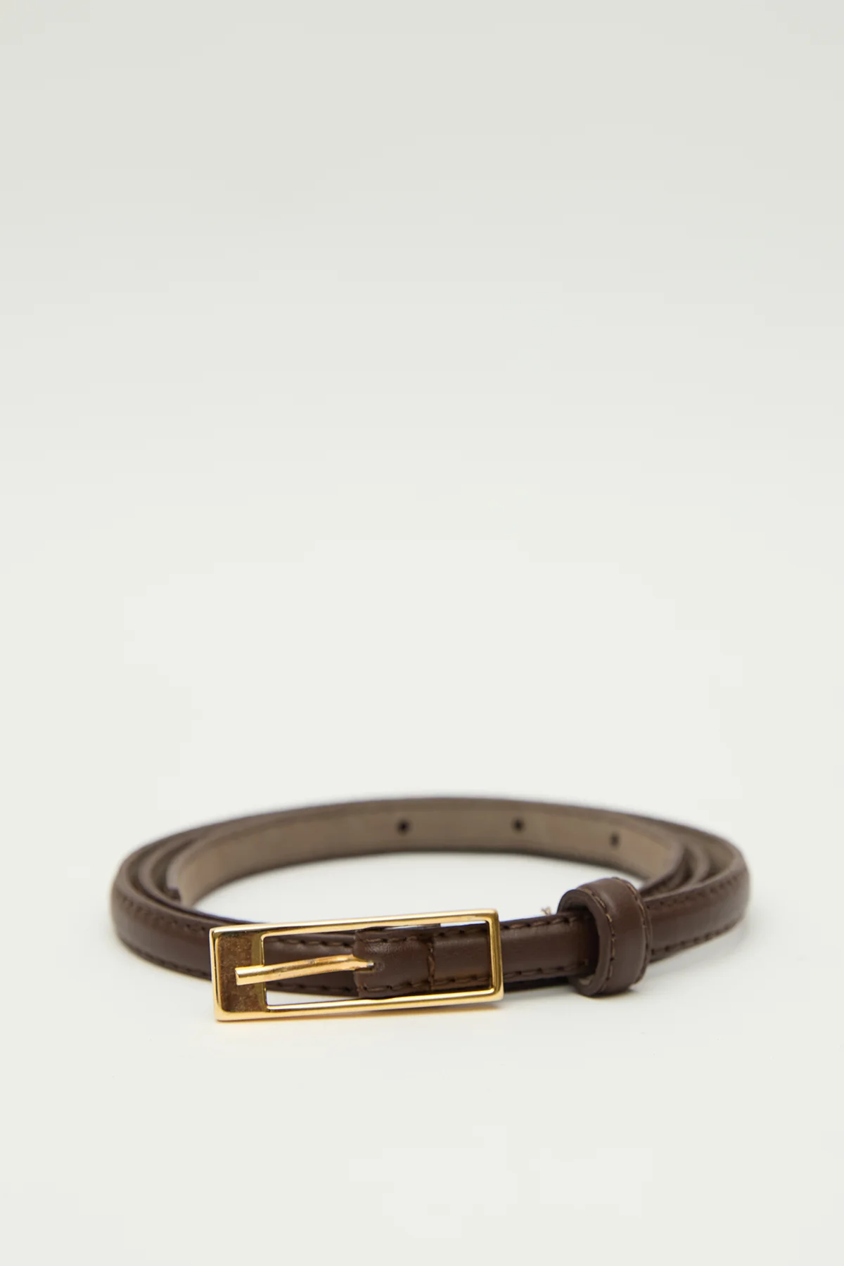 Thin Rectangular Buckle Belt Brown - Image 3
