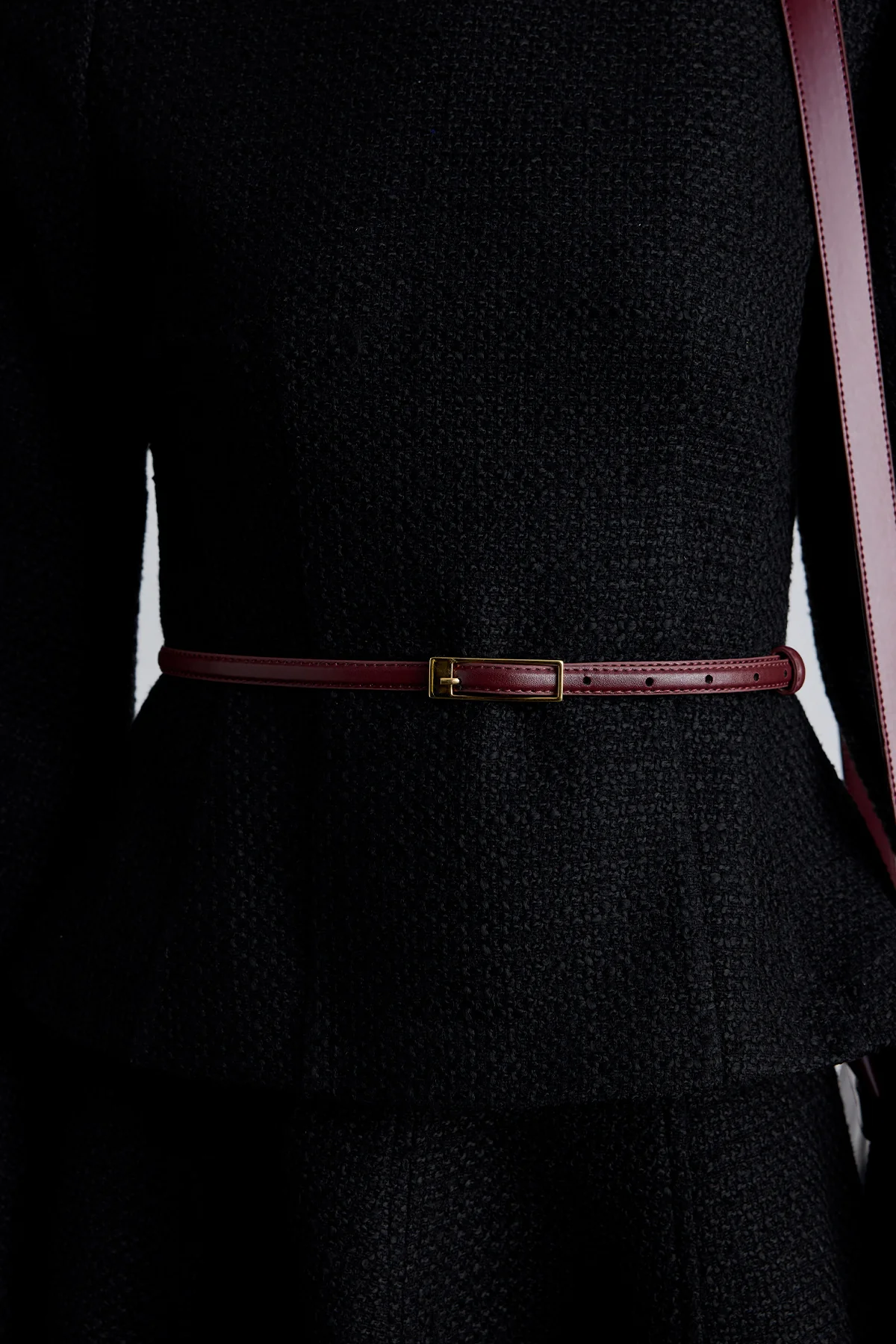 Thin Rectangular Buckle Belt Burgundy