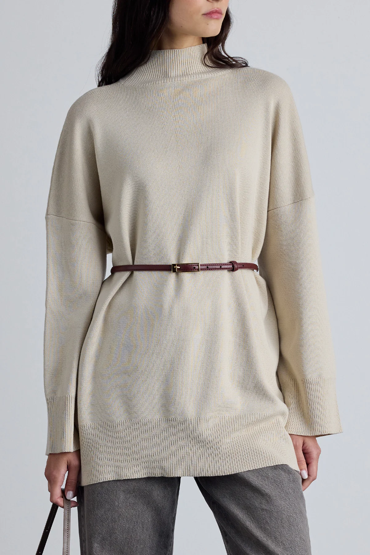 Thin Rectangular Buckle Belt Burgundy - Image 3