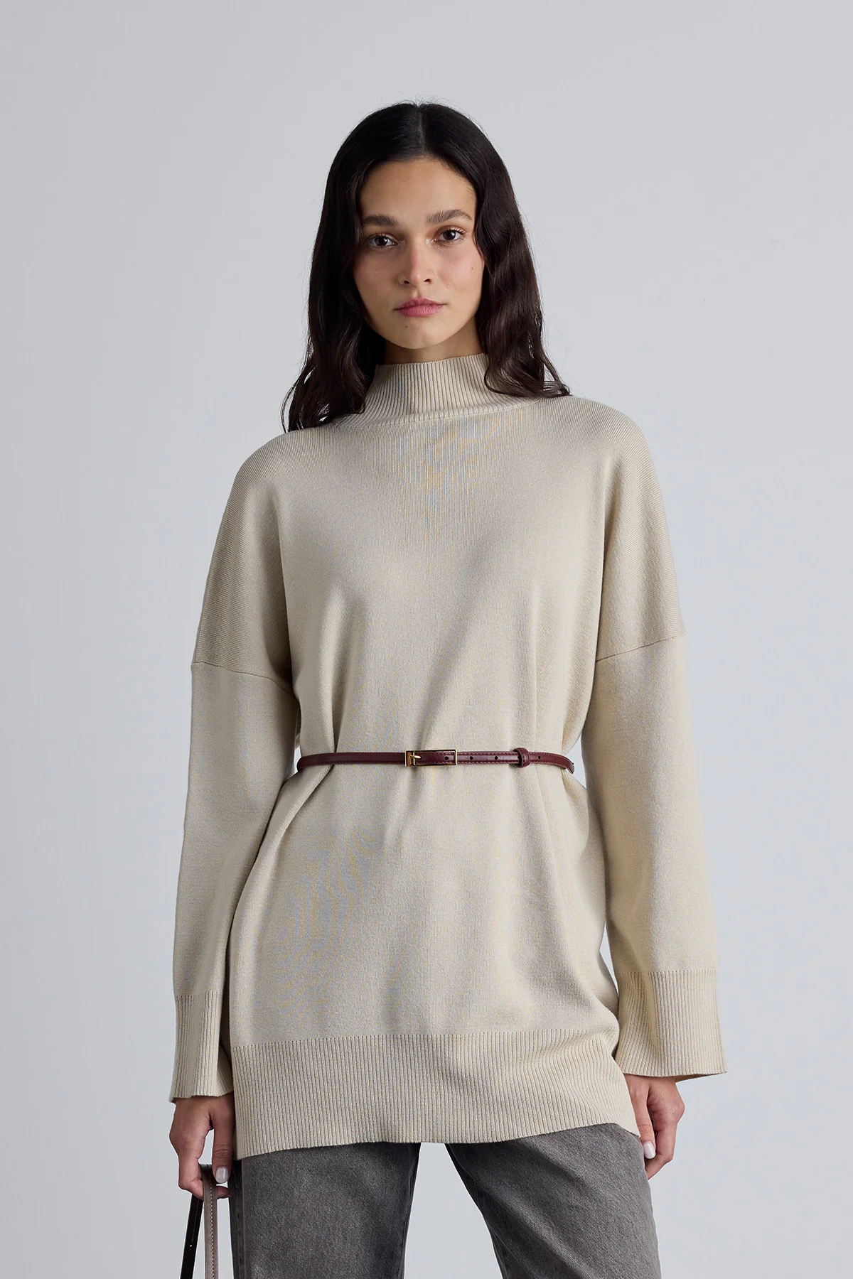 Thin Rectangular Buckle Belt Burgundy - Image 4
