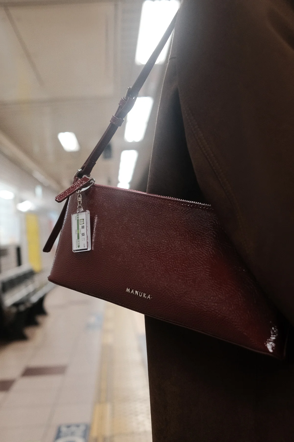 Thin Strap Patent Bag Burgundy - Image 2