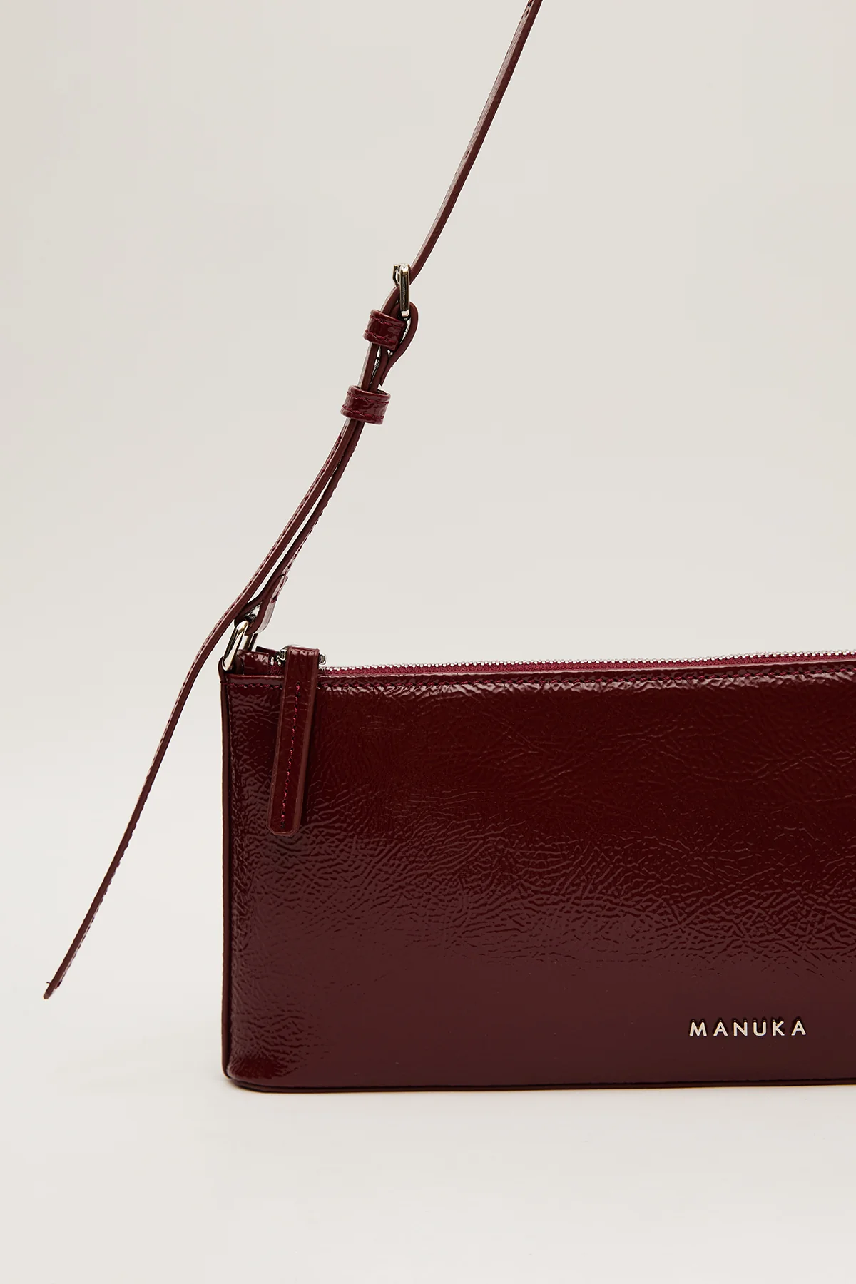 Thin Strap Patent Bag Burgundy - Image 6
