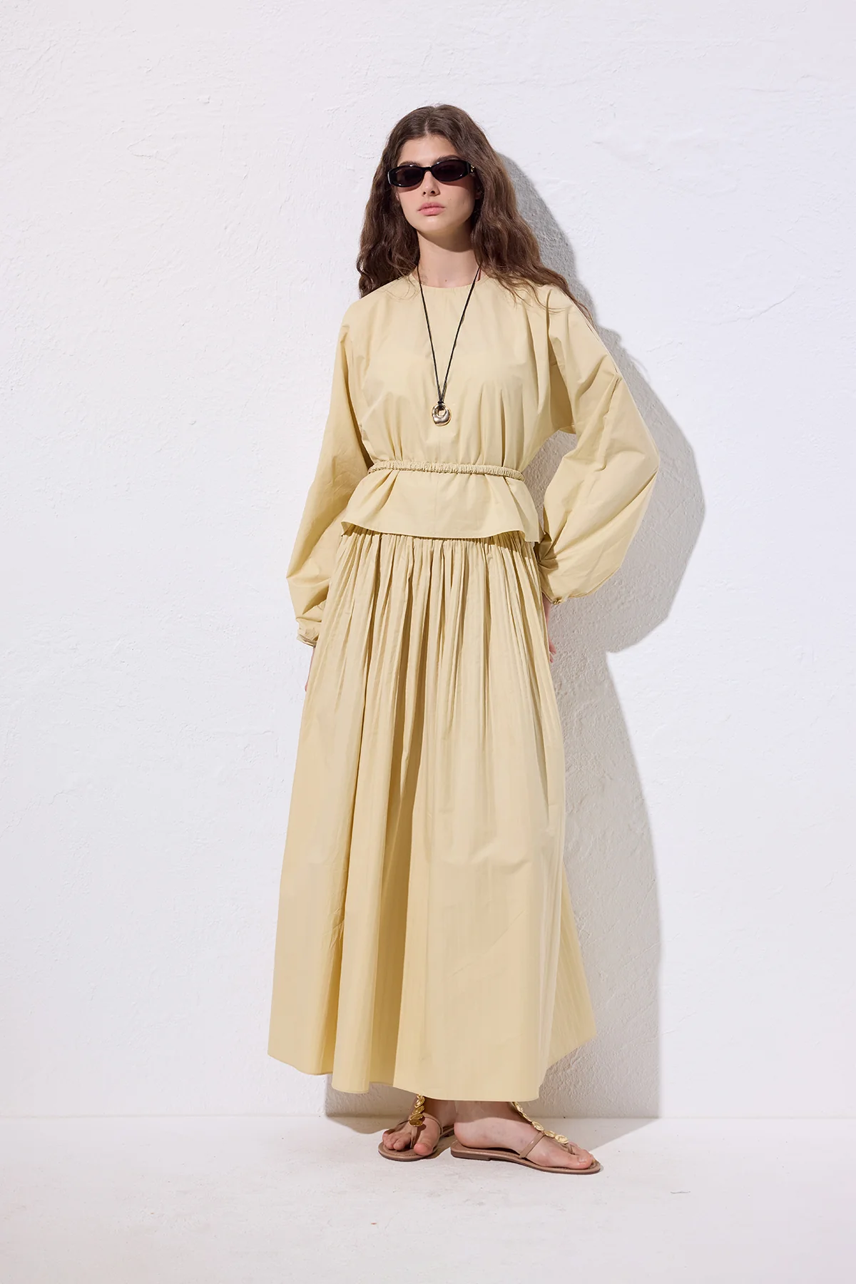 Tie Detail Cropped Blouse Soft Yellow - Image 2