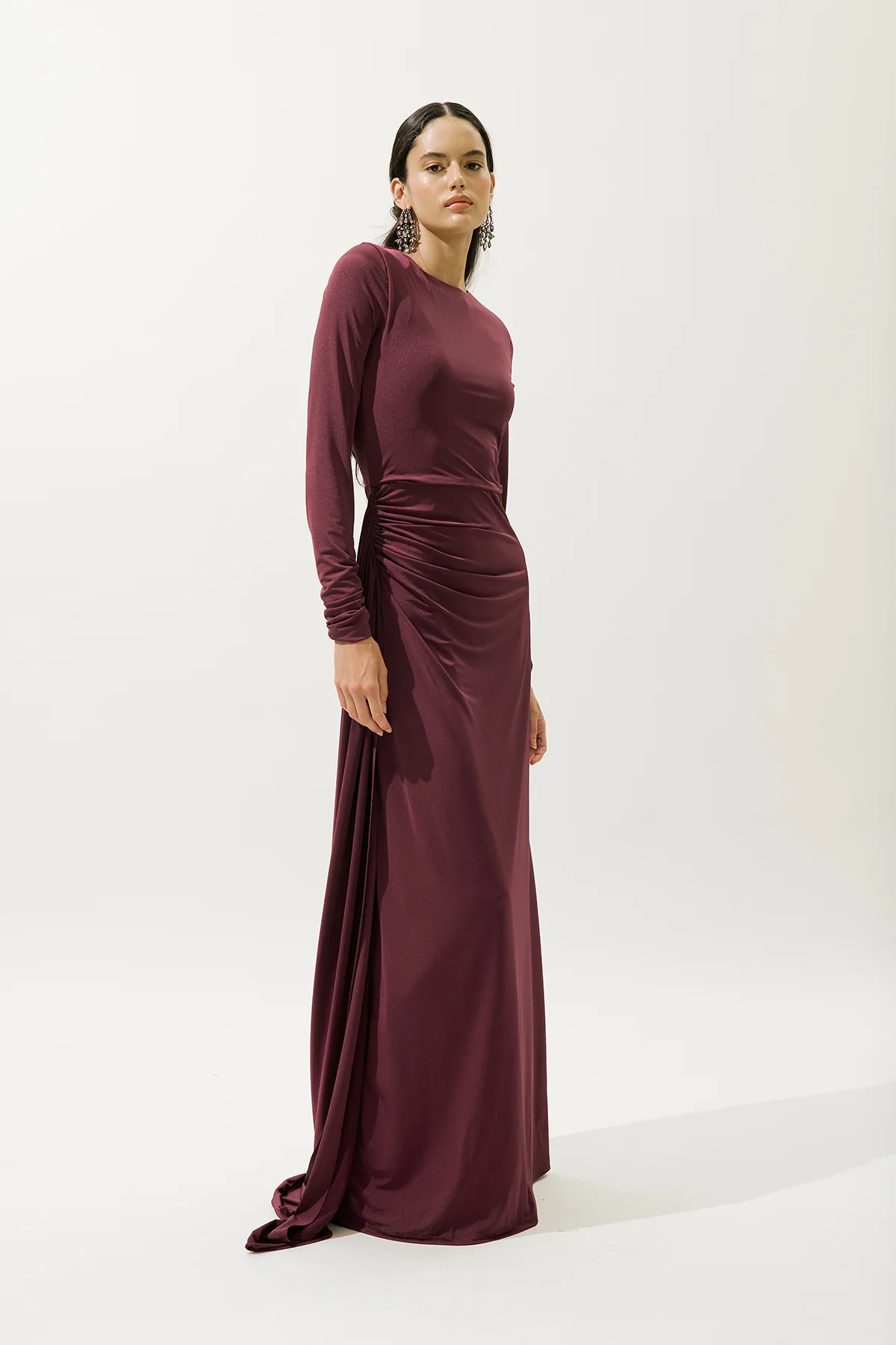 Tie-Detail Evening Dress Burgundy - Image 3