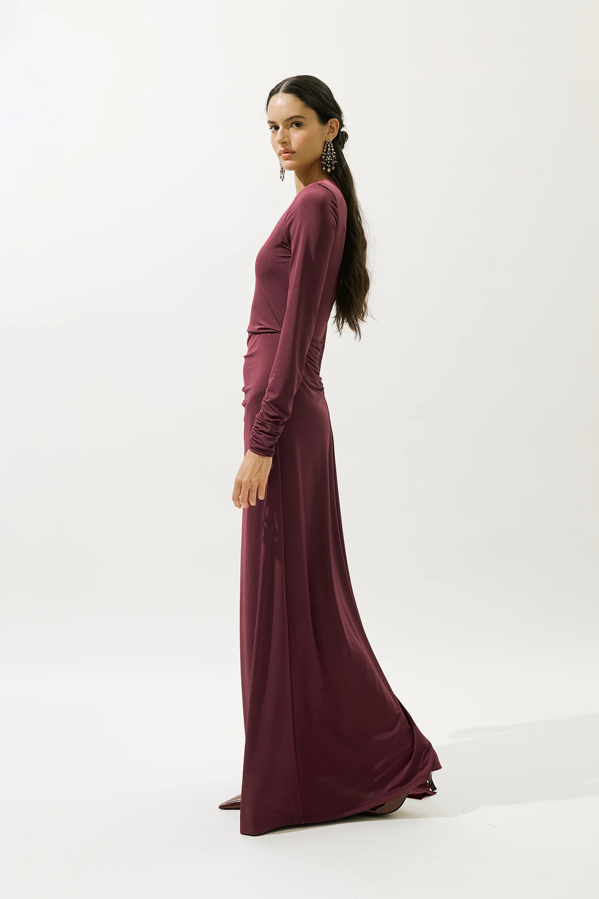 Tie-Detail Evening Dress Burgundy - Image 4