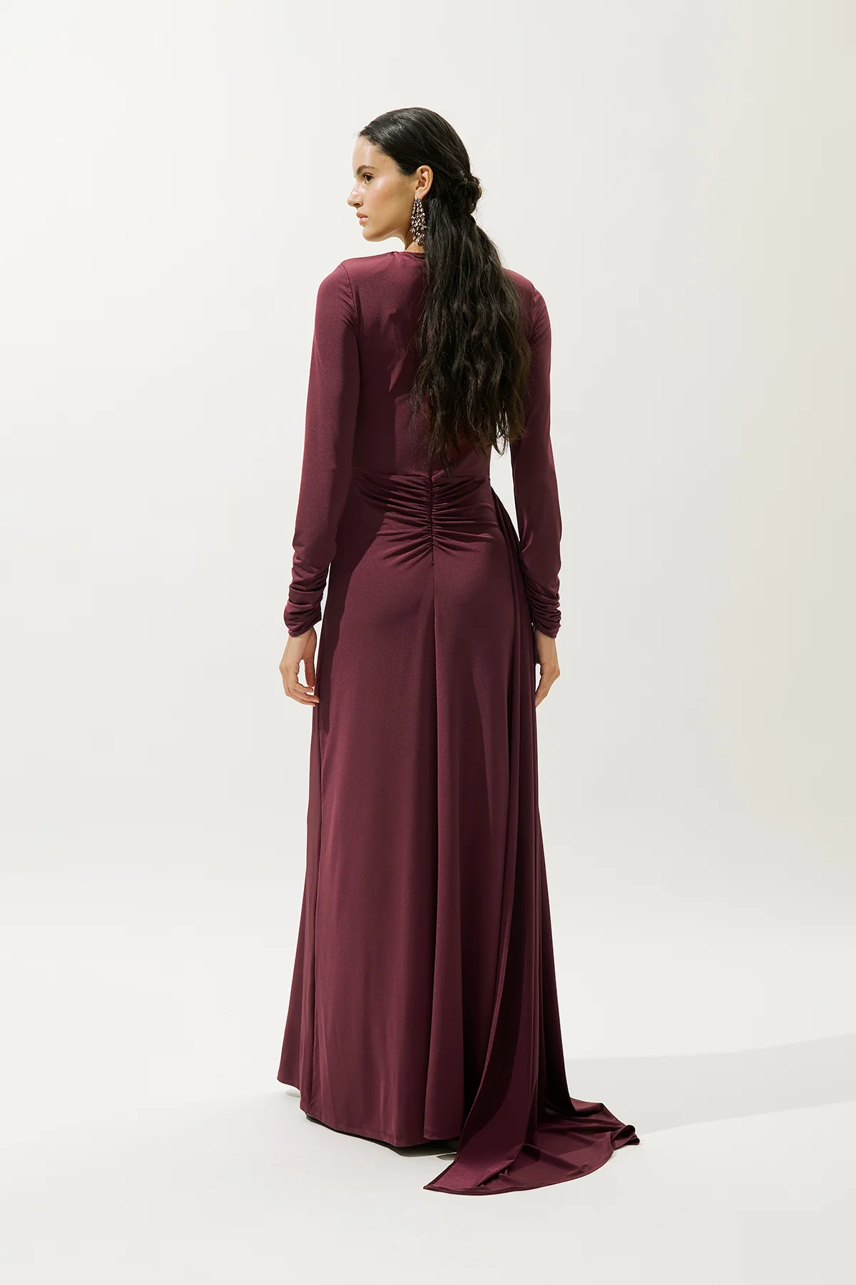 Tie-Detail Evening Dress Burgundy - Image 7