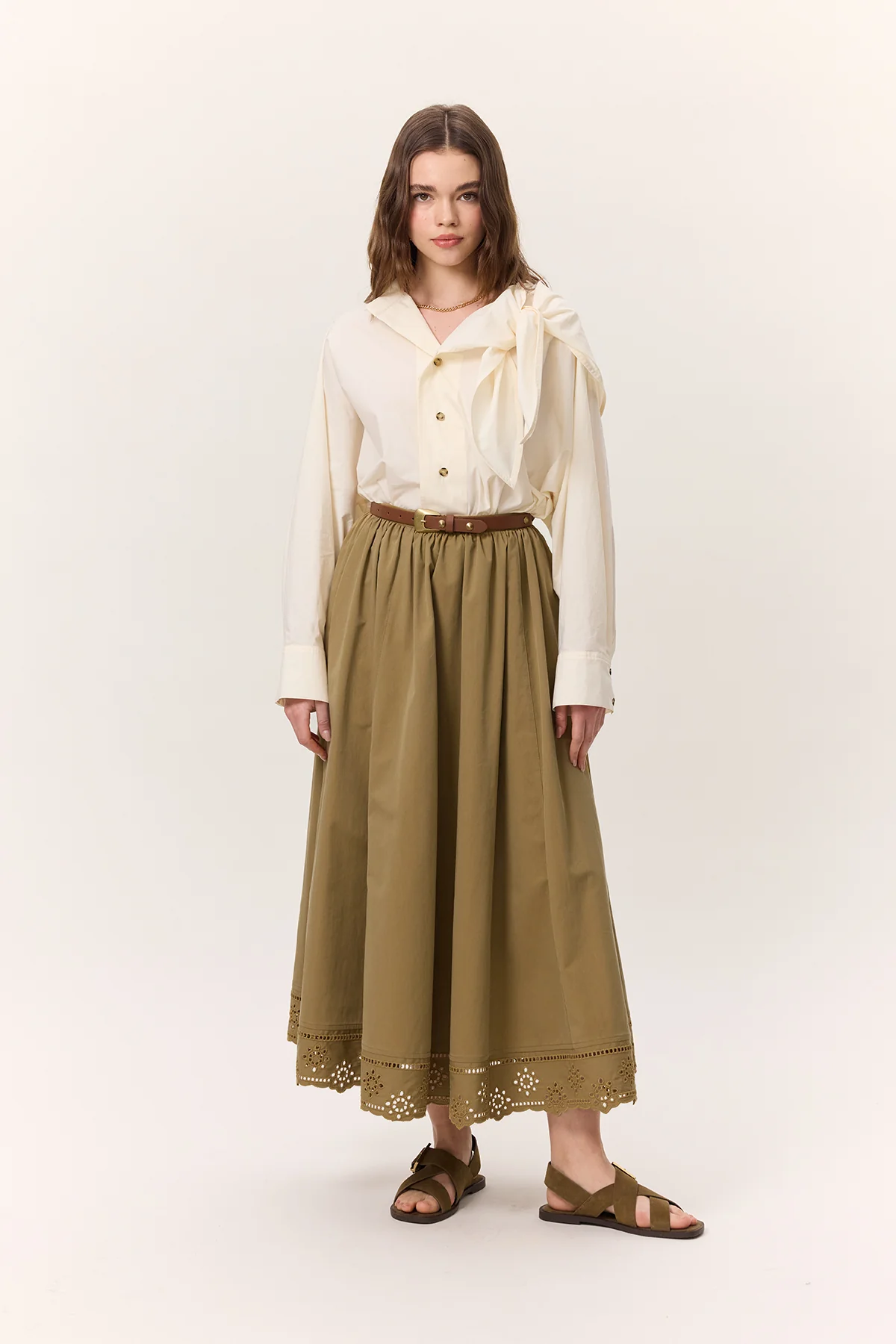 Tie-Detail Statement Shirt Soft Yellow - Image 4