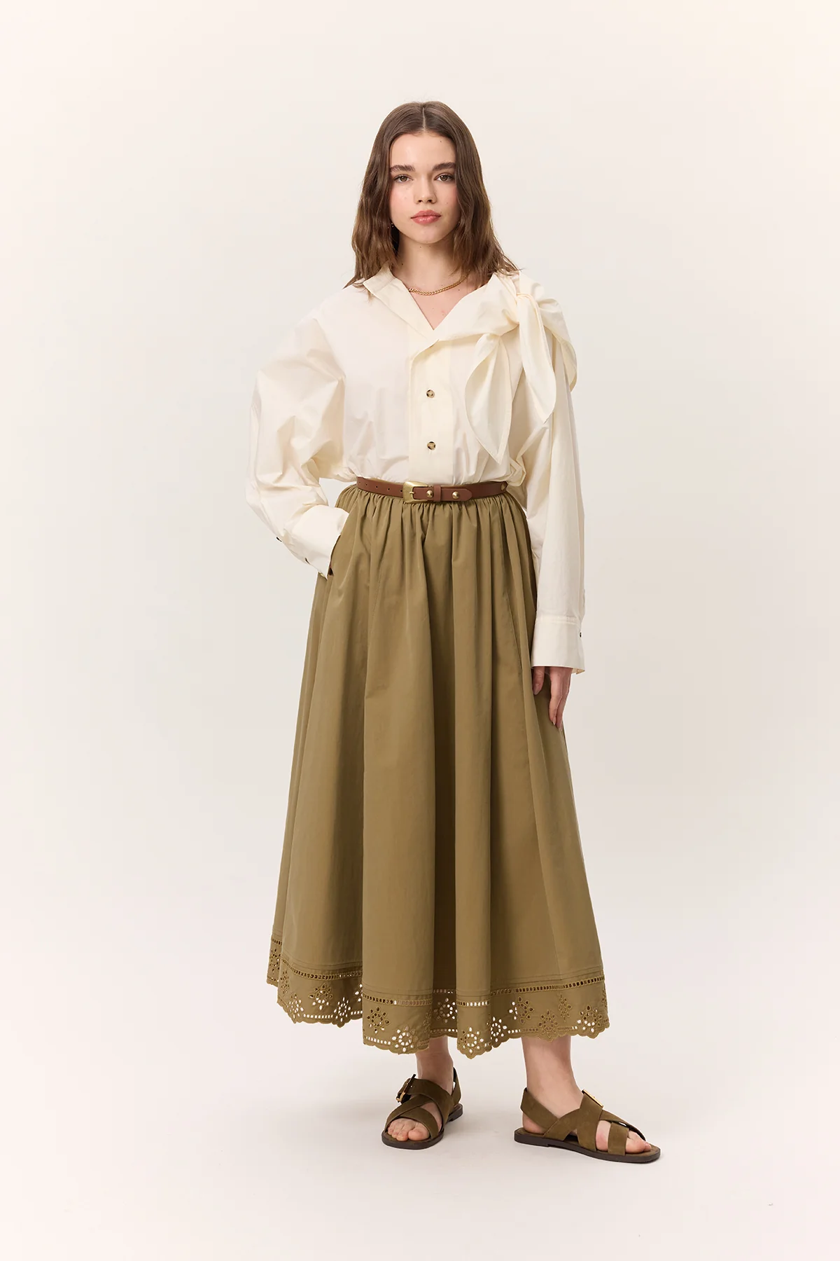Tie-Detail Statement Shirt Soft Yellow - Image 5