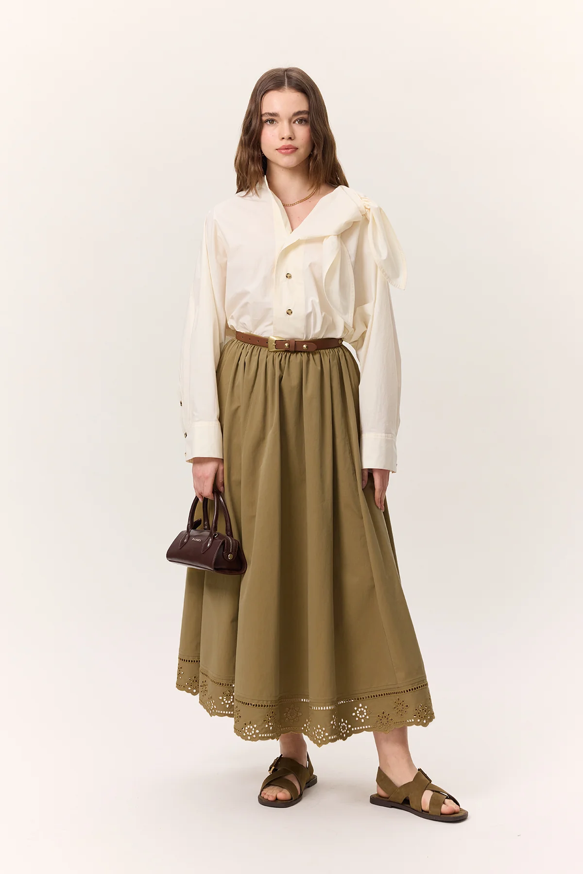 Tie-Detail Statement Shirt Soft Yellow - Image 6