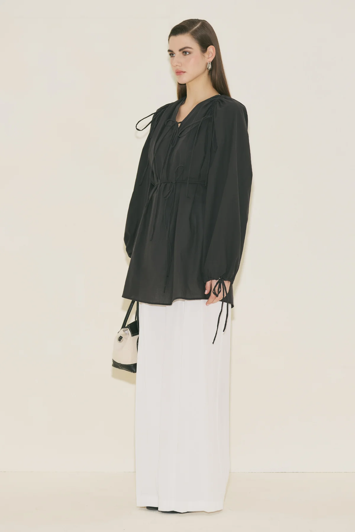 Tie Detail Tunic Black - Image 4