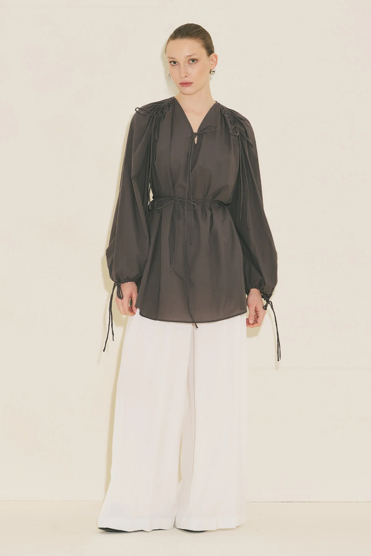 Tie Detail Tunic Brown - Image 9