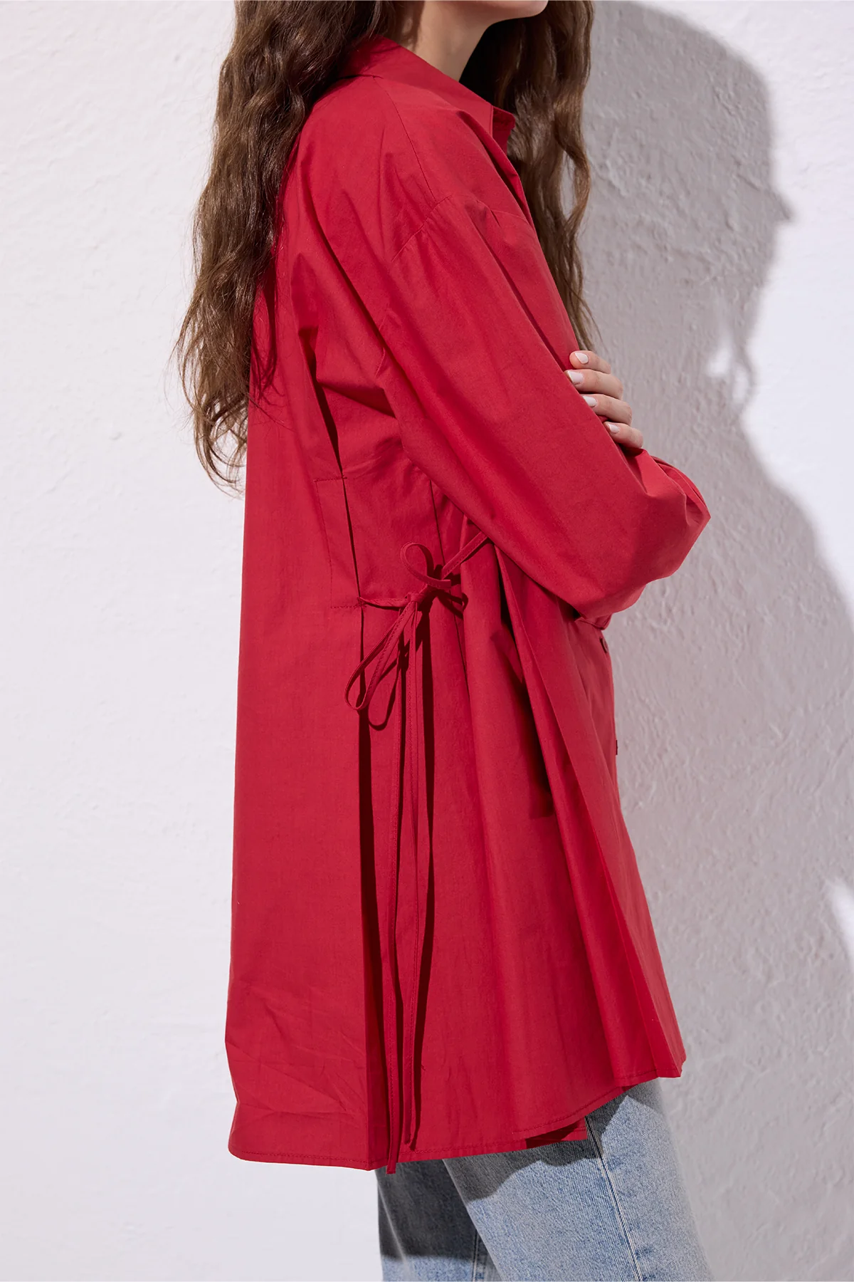 Tie-Front Shirt Red - Image 3