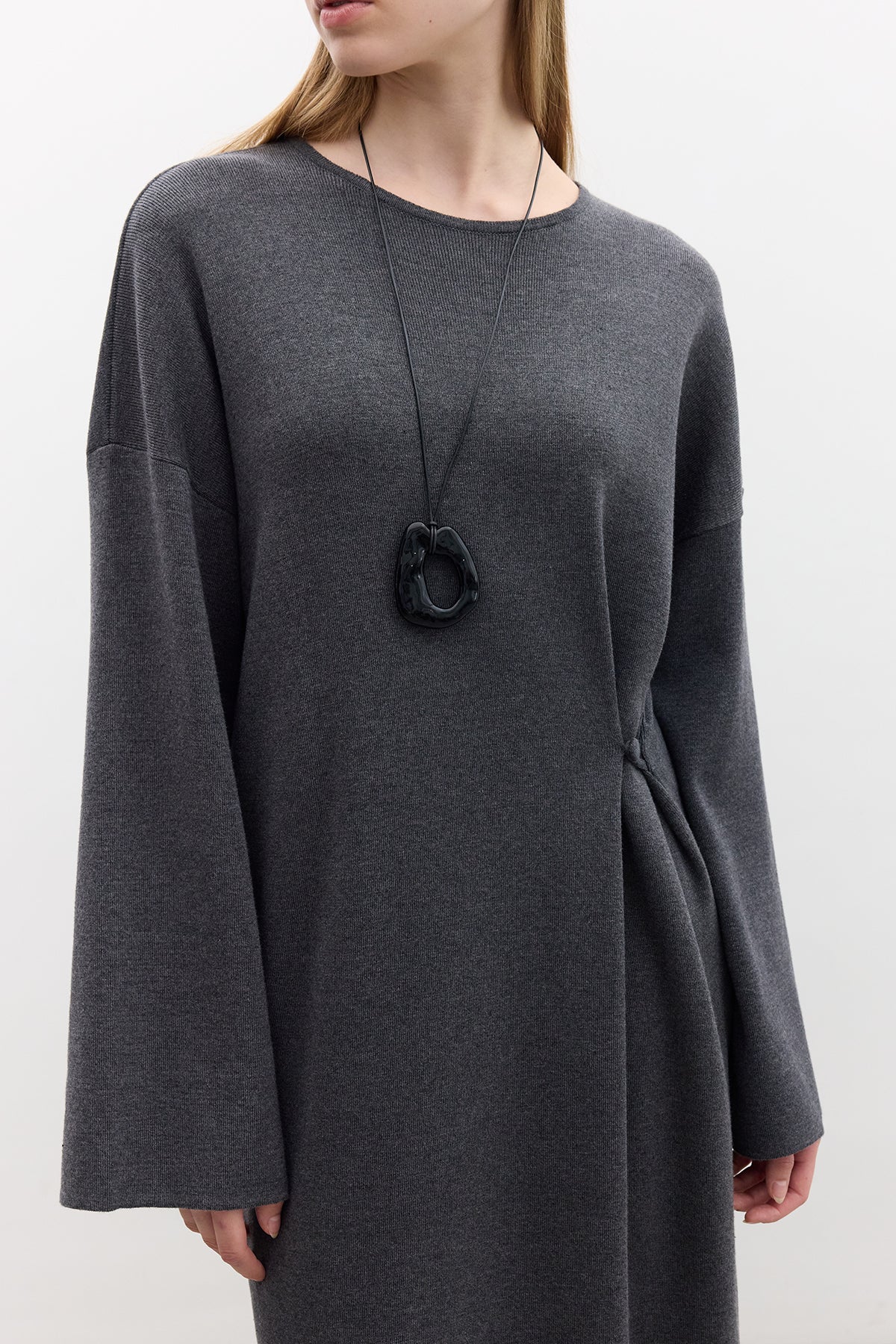 Tie Knit Dress Anthracite - Image 7