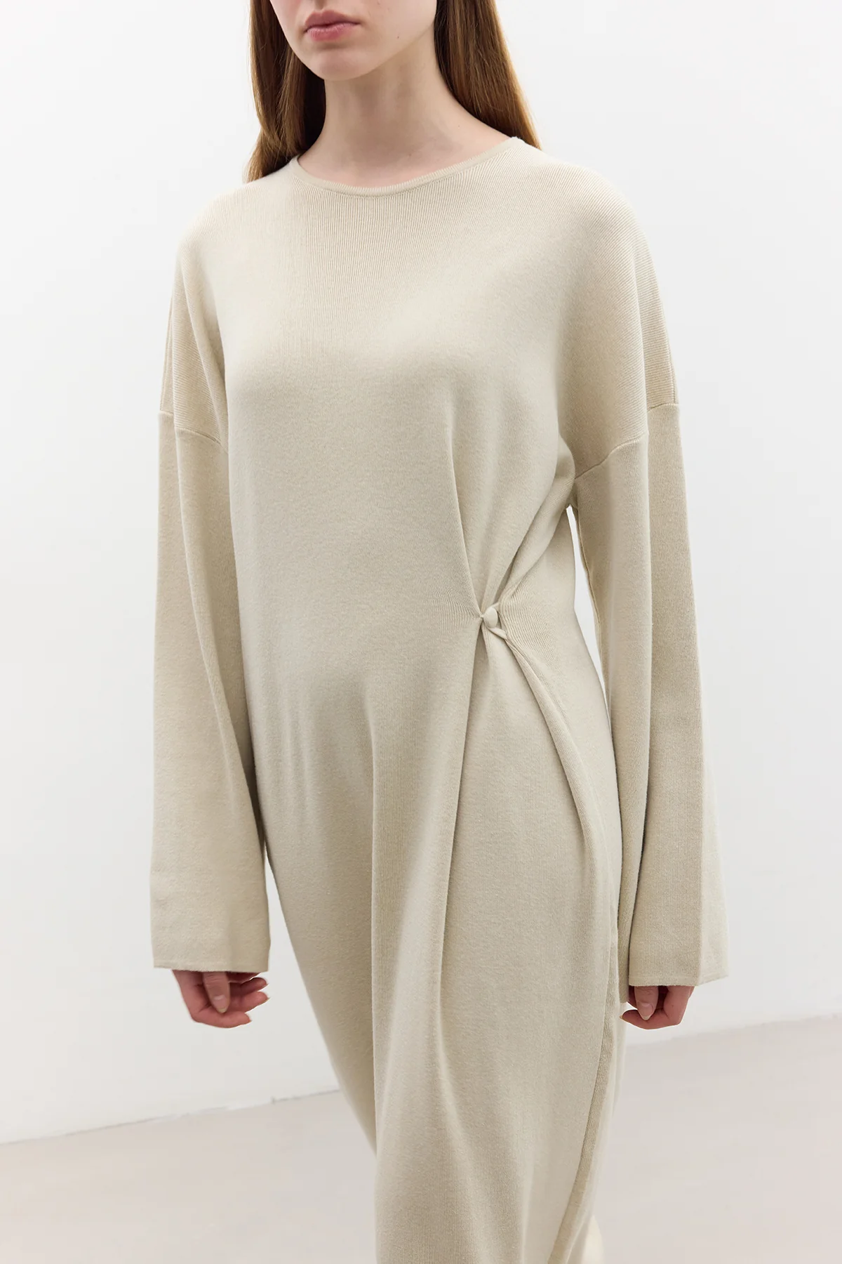 Tie Knit Dress Beige - Image 10