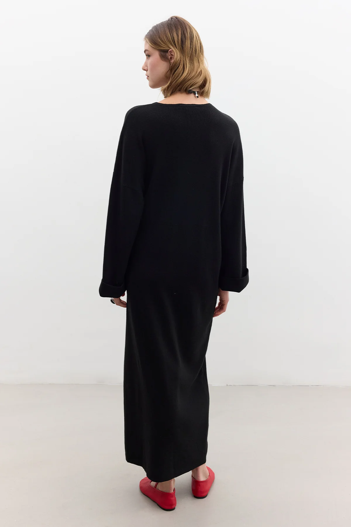 Tie Knit Dress Black - Image 6