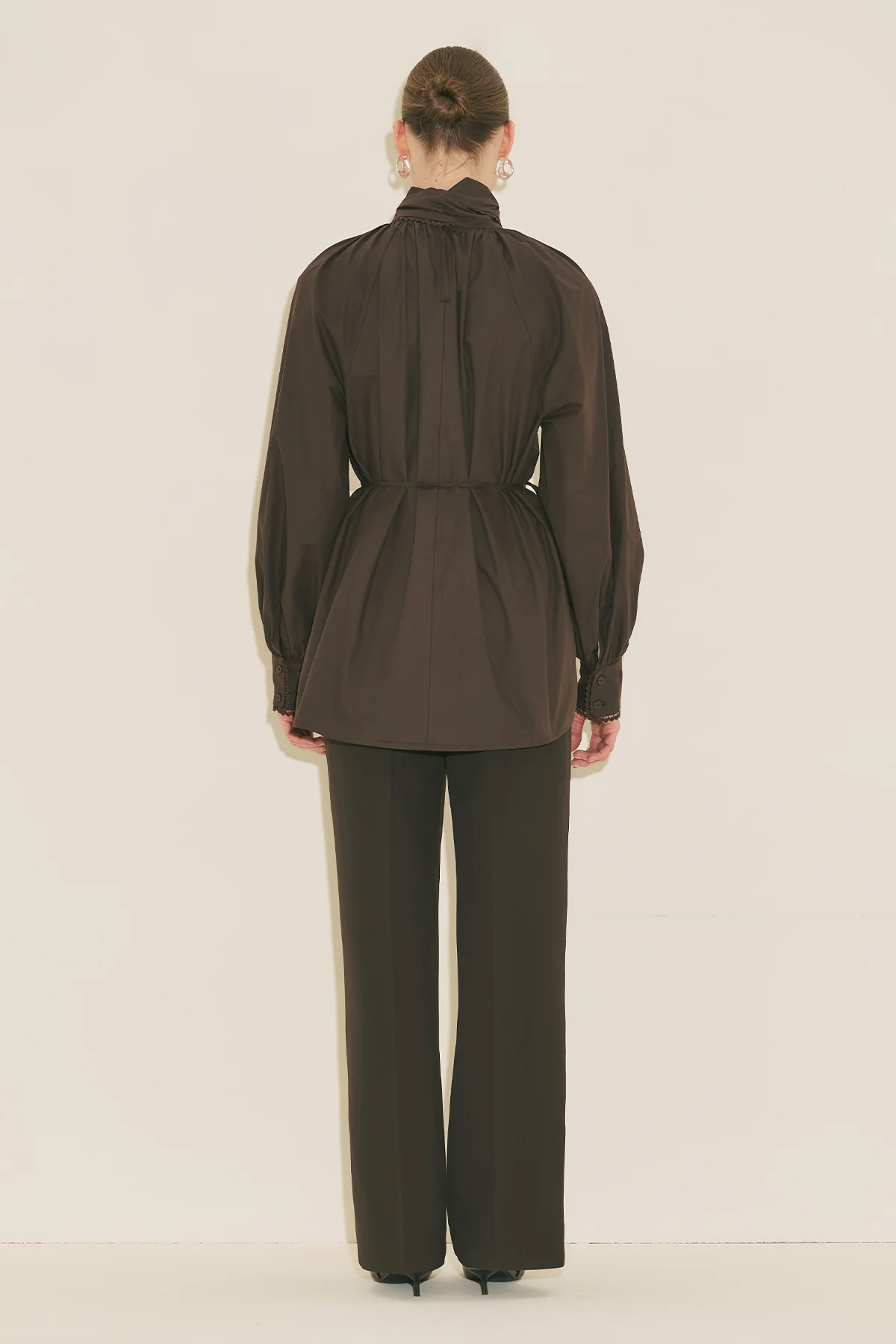 Tie Neck Blouse Brown - Image 16