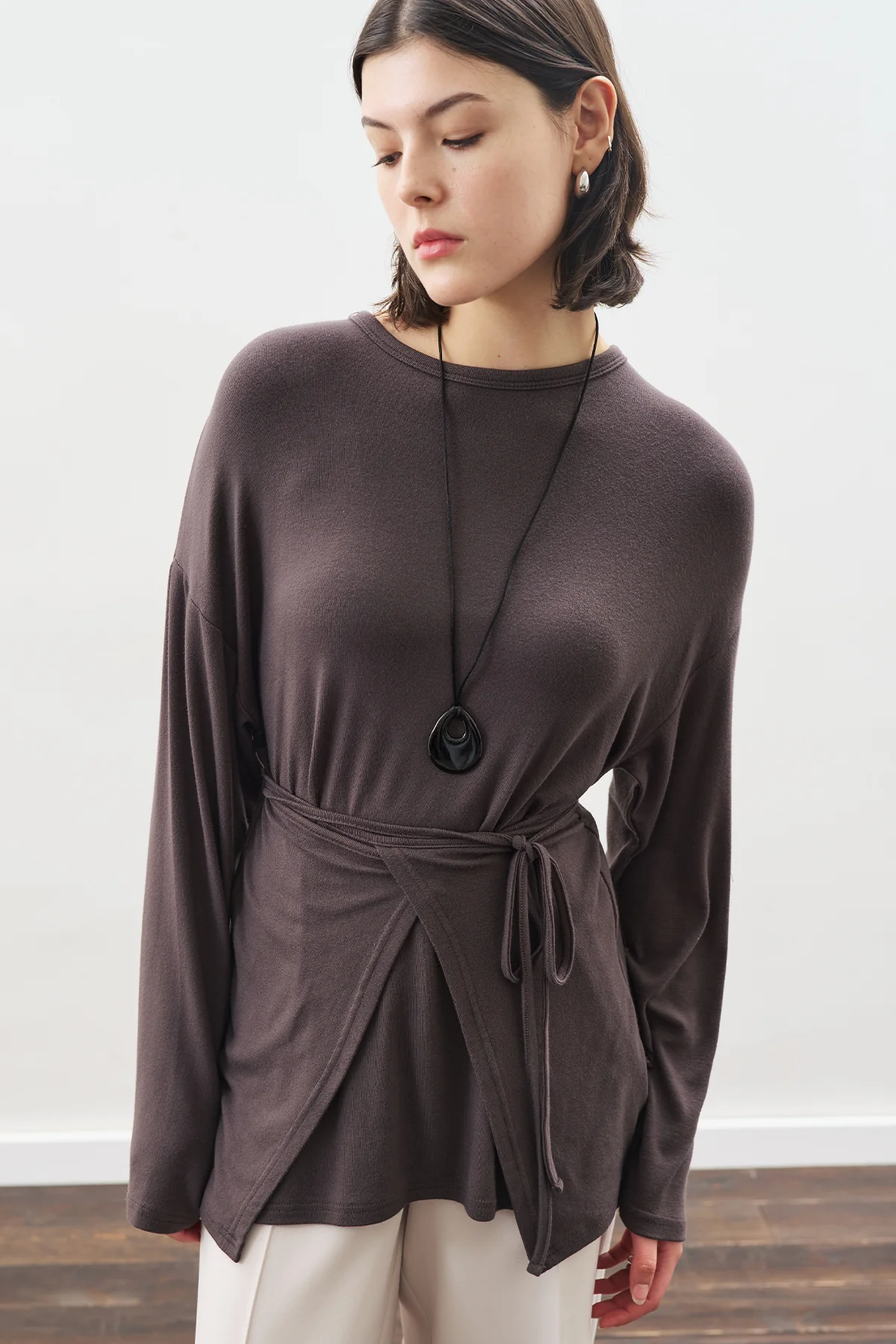 Tie Waist Blouse Anthracite - Image 3