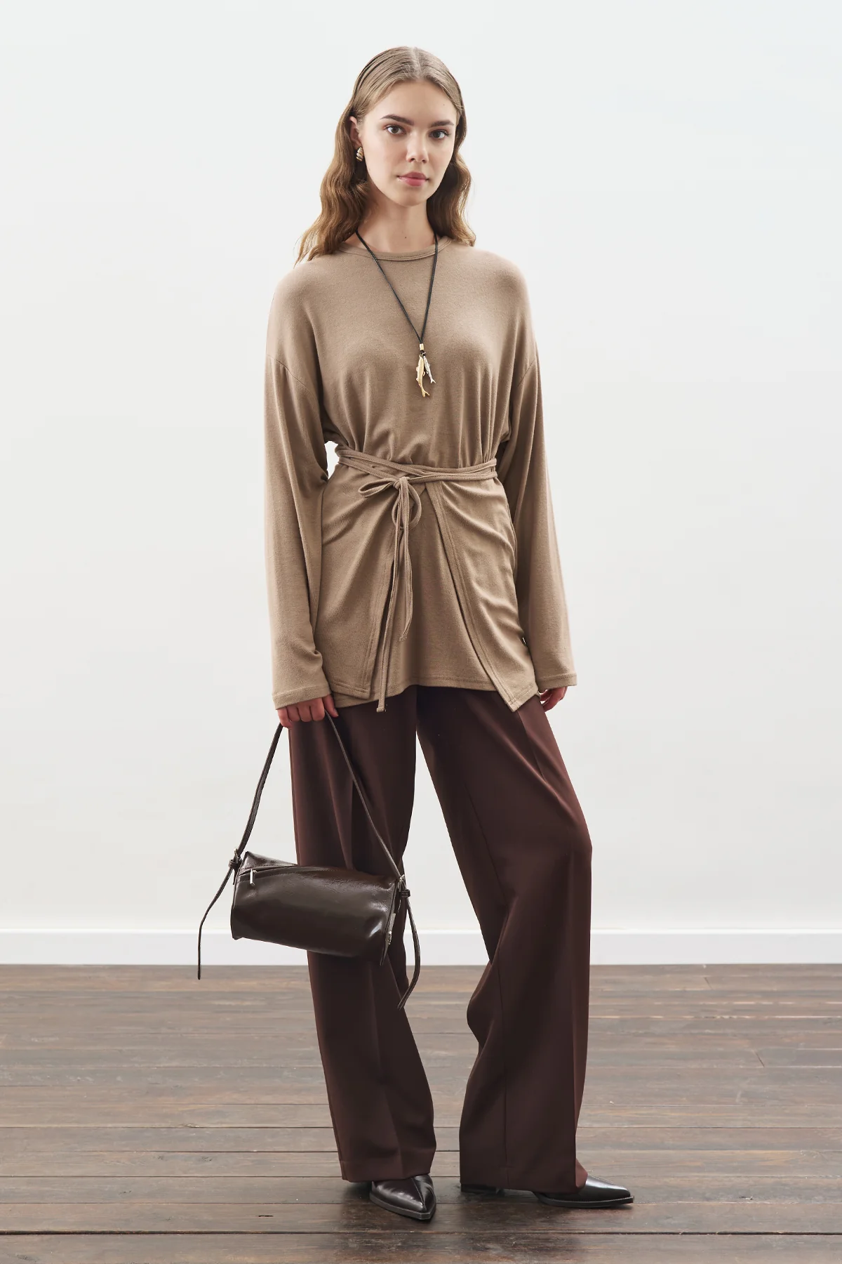 Tie Waist Blouse Mink - Image 3