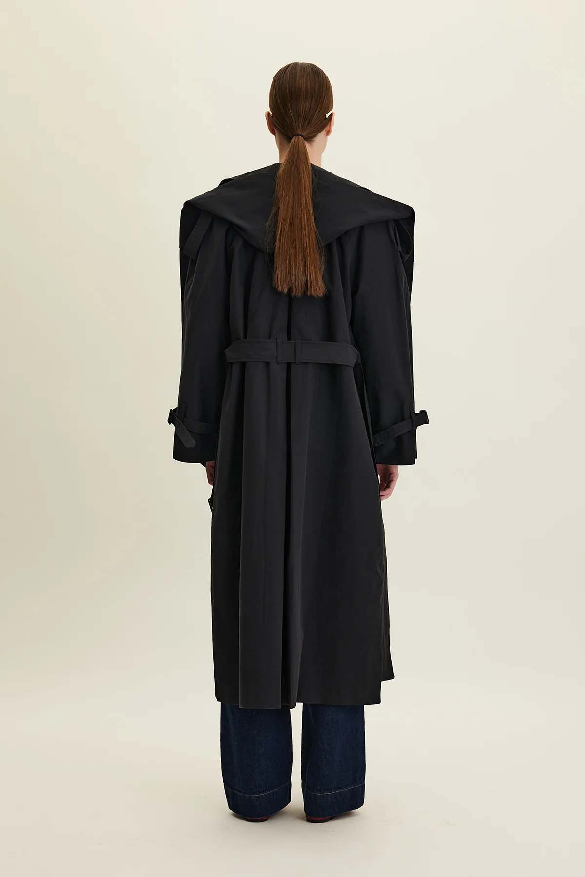 Tokyo Hooded Trench Coat Black - Image 10