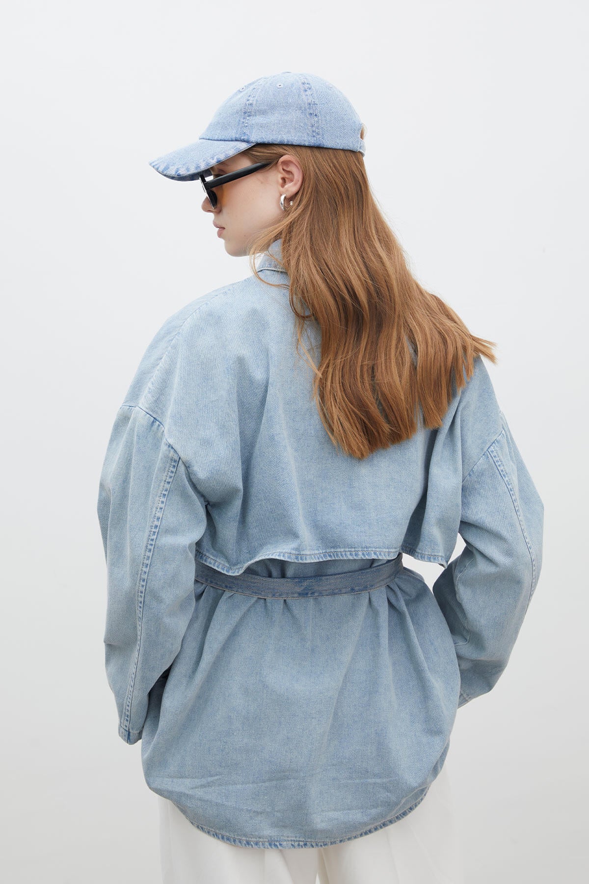 Trench Design Denim Jacket Ice Blue - Image 8