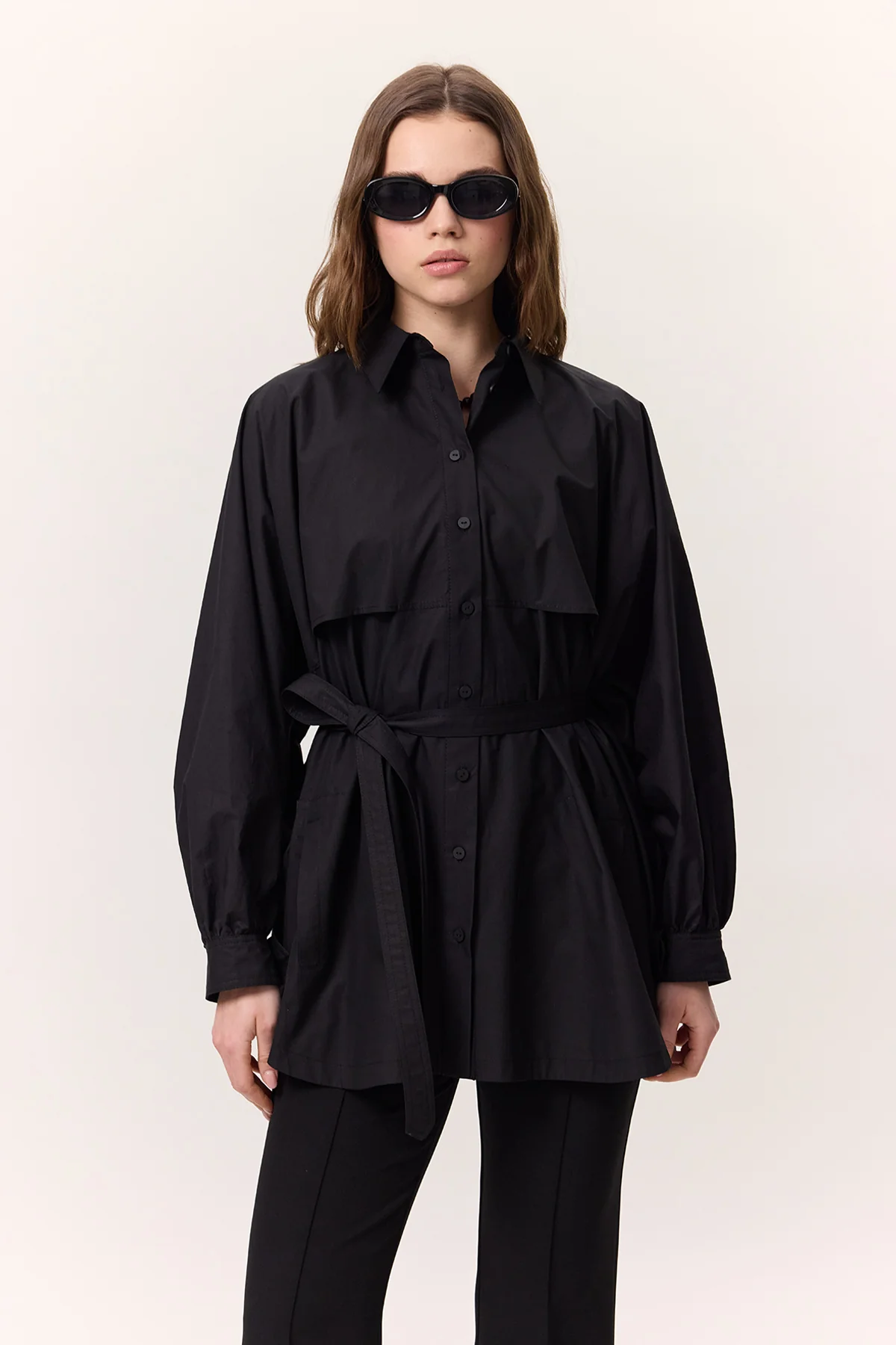 Trench-Style Shirt Black - Image 6