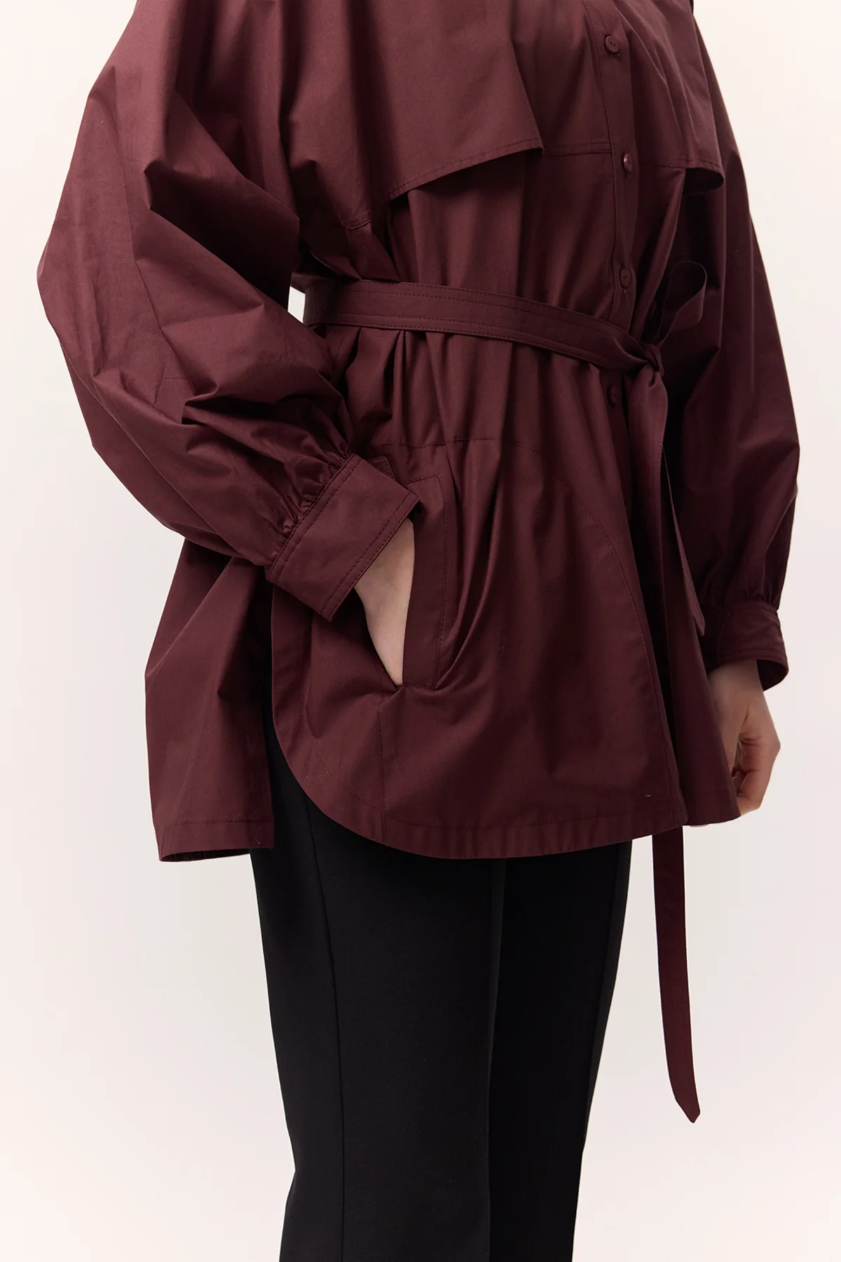 Trench-Style Shirt Burgundy - Image 4