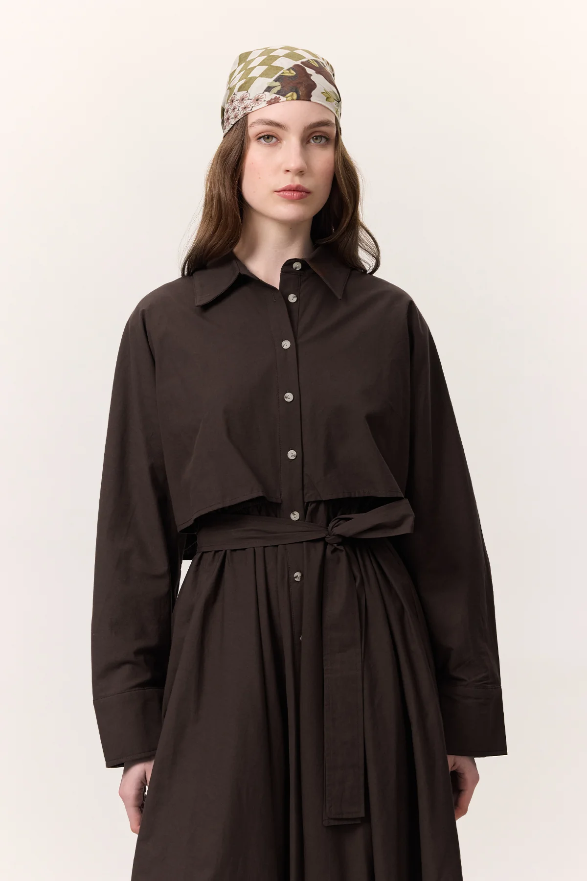 Trench-Style Shirt Dress Brown - Image 2