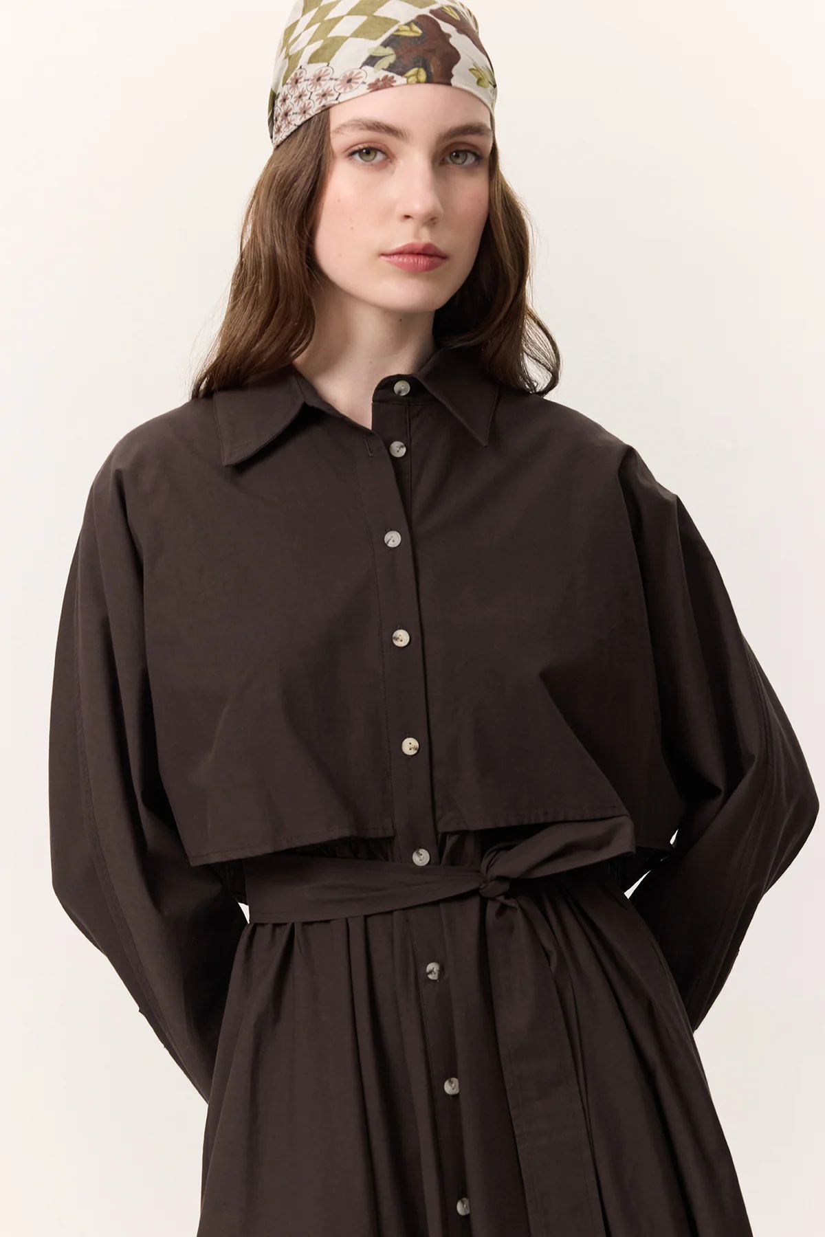 Trench-Style Shirt Dress Brown - Image 4