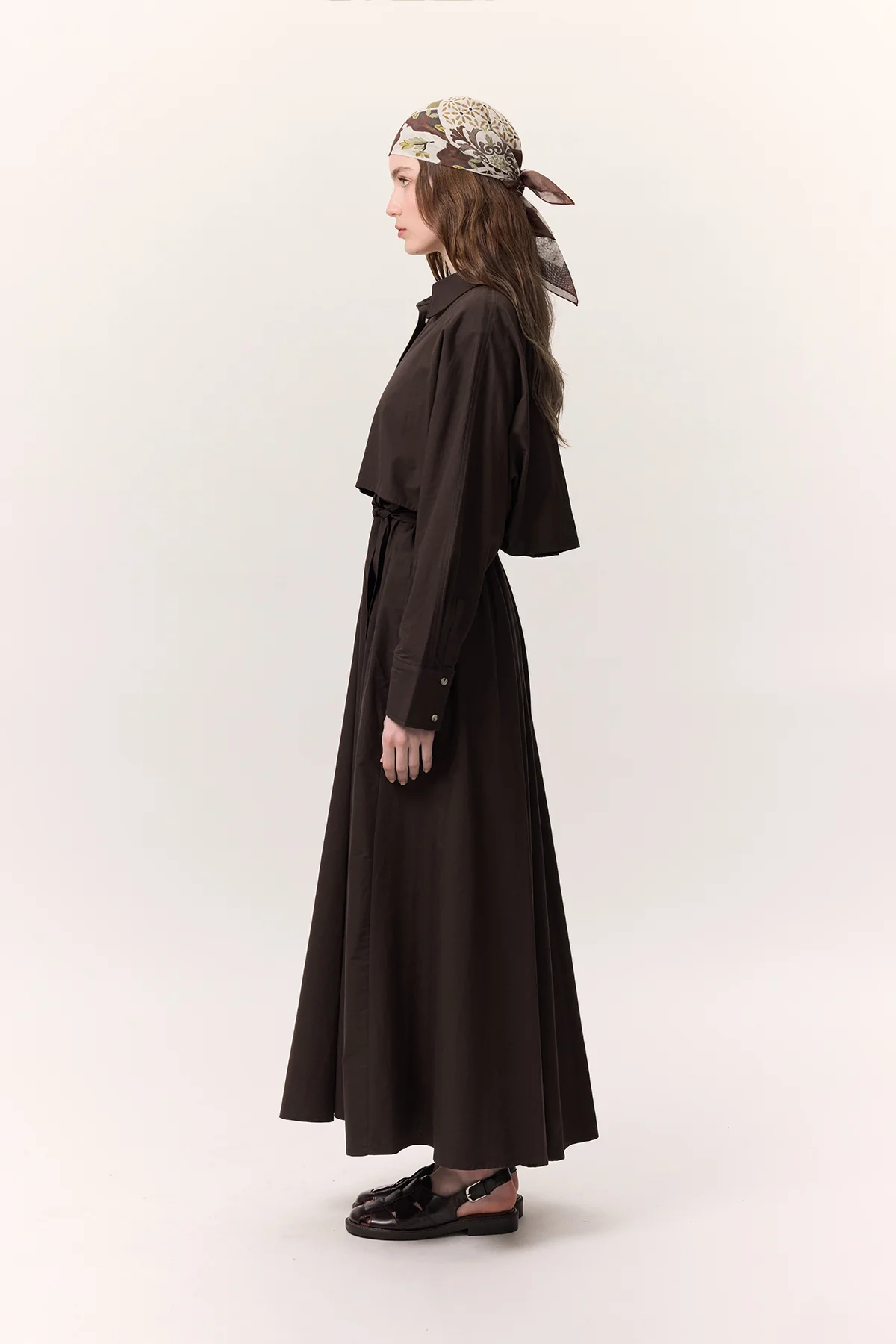 Trench-Style Shirt Dress Brown - Image 5