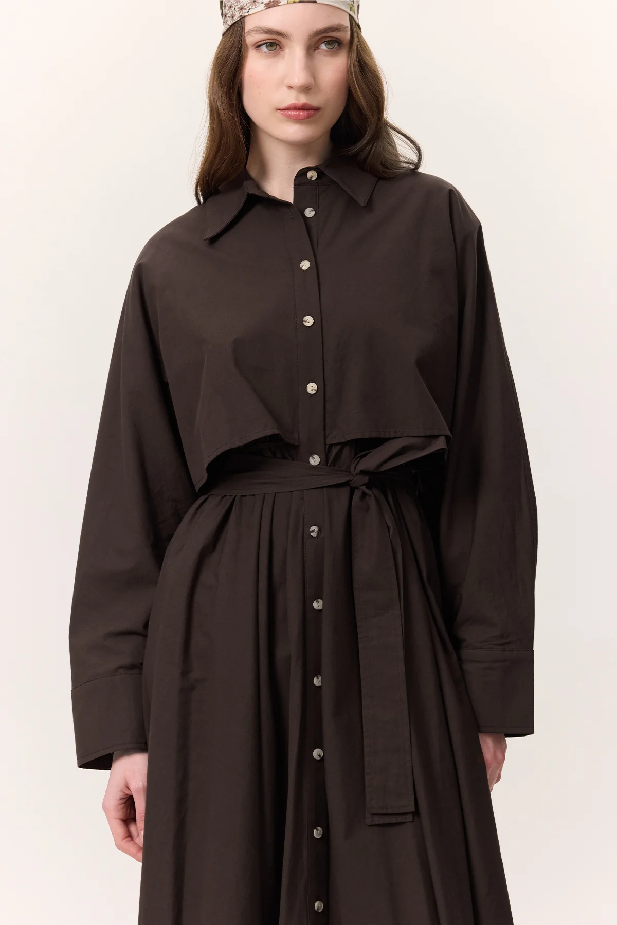 Trench-Style Shirt Dress Brown - Image 6
