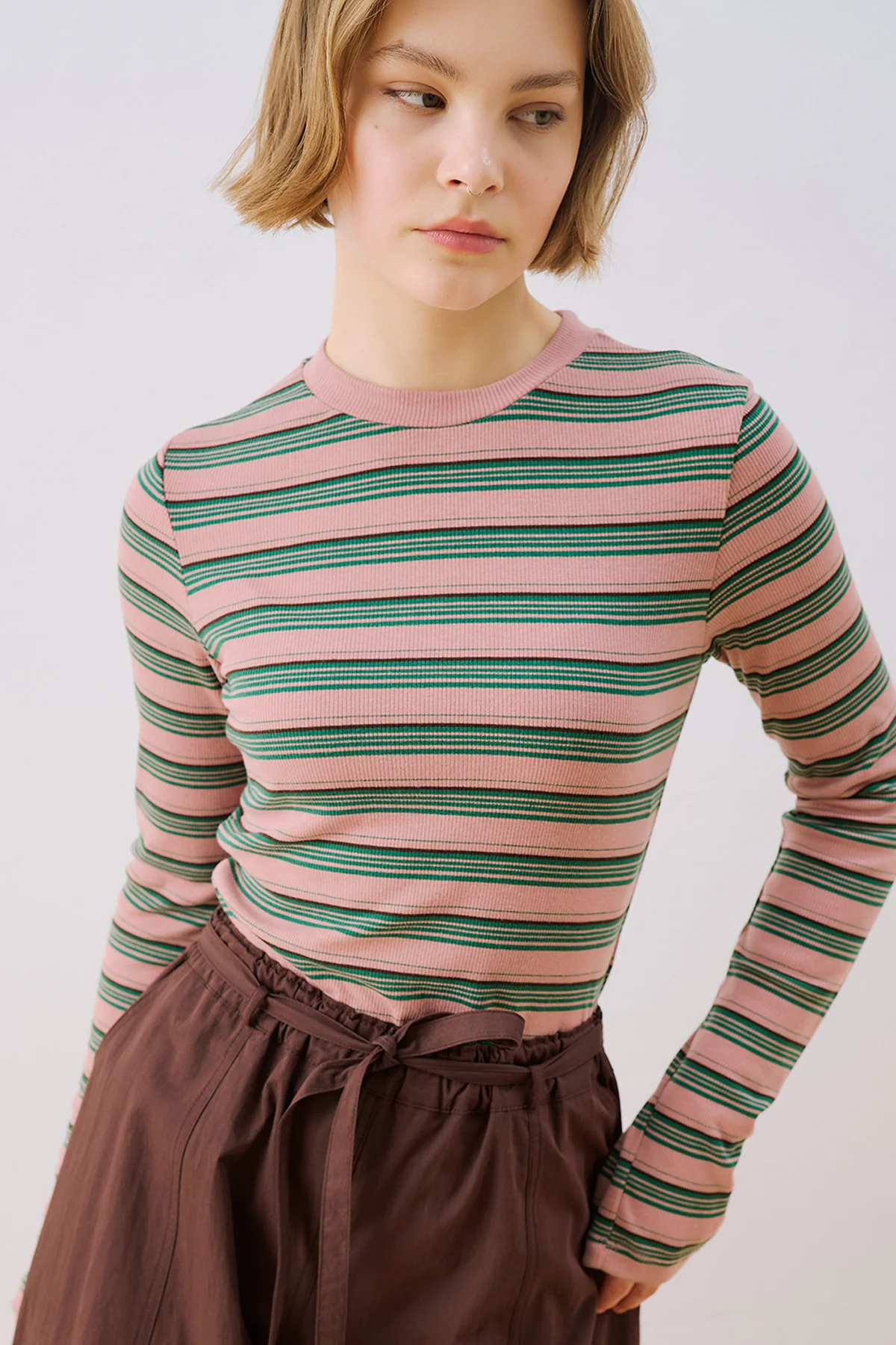 Long Sleeve Striped Bodysuit Pink - Image 3