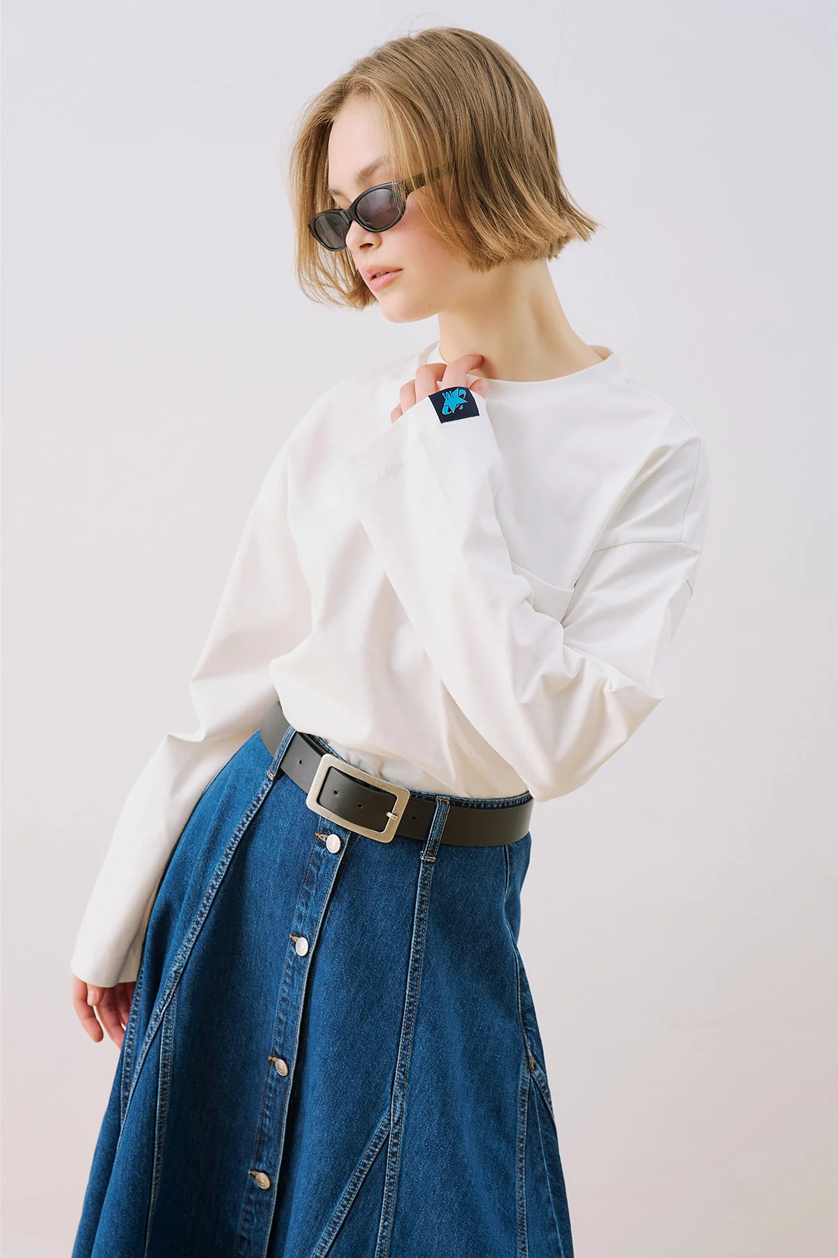Long Sleeve Embroidered T-Shirt Ecru - Image 5
