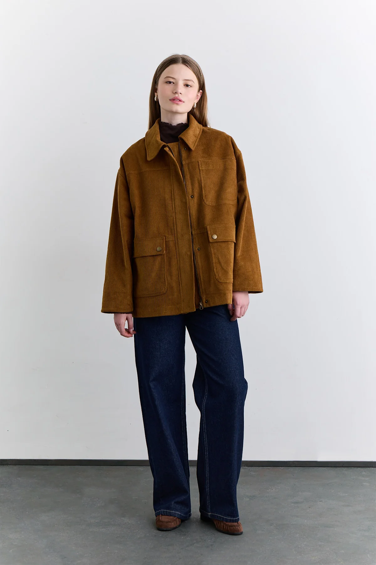 Velvet Worker Jacket Camel - Image 8