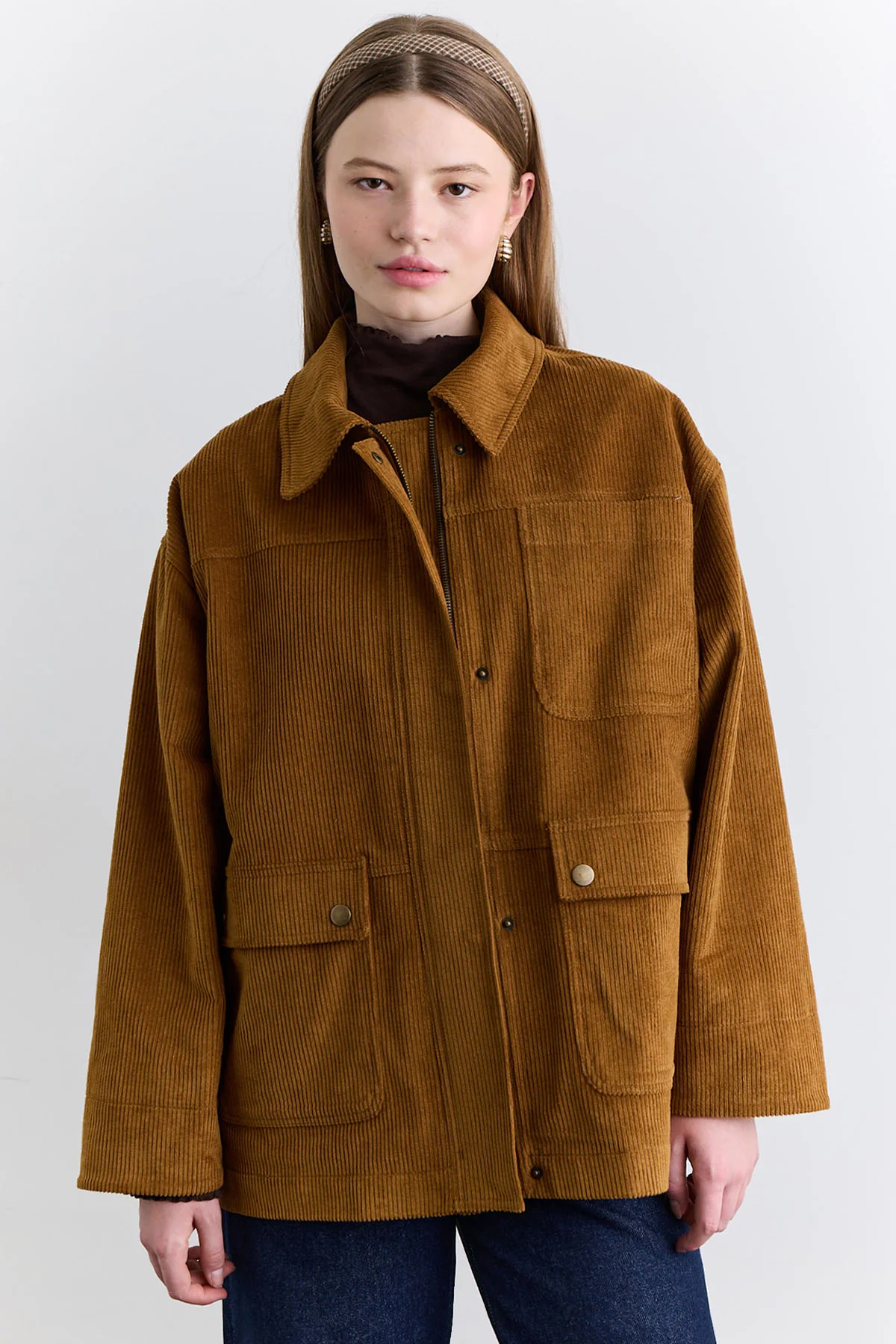 Velvet Worker Jacket Camel - Image 9