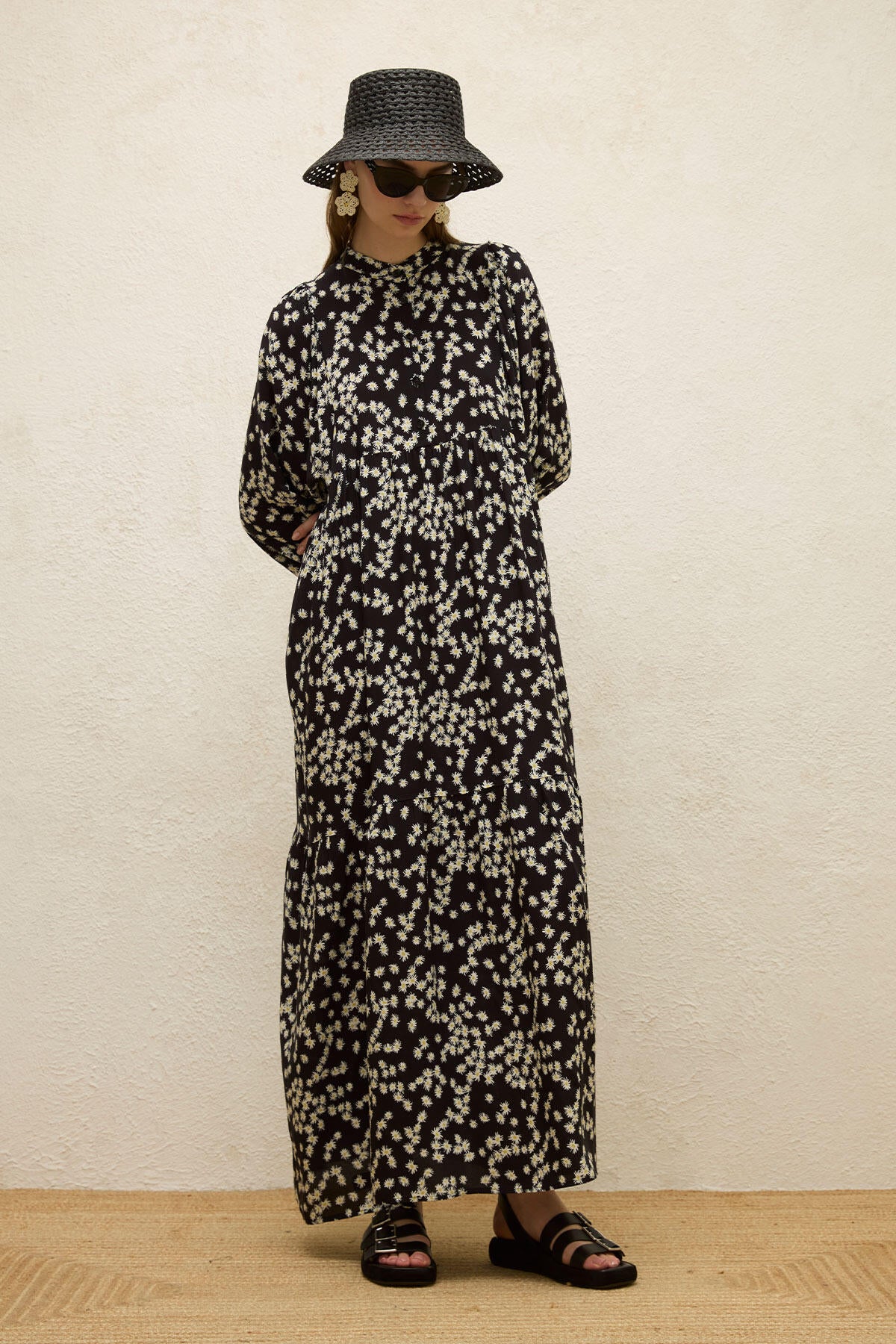 Viscose Balloon Sleeve Dress Chamomile - Image 3