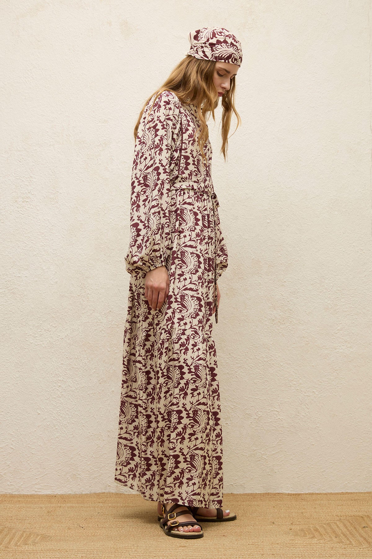 Viscose Balloon Sleeve Dress Sage - Image 5