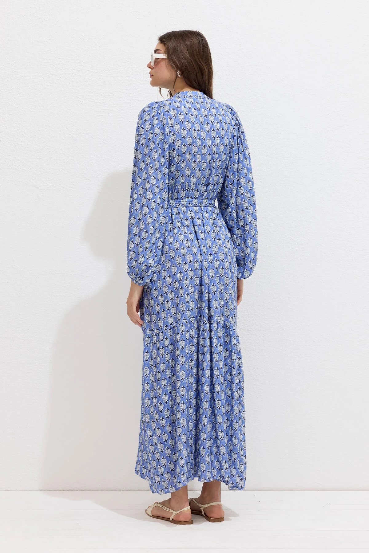 Viscose Balloon Sleeve Dress Symi Blue - Image 8