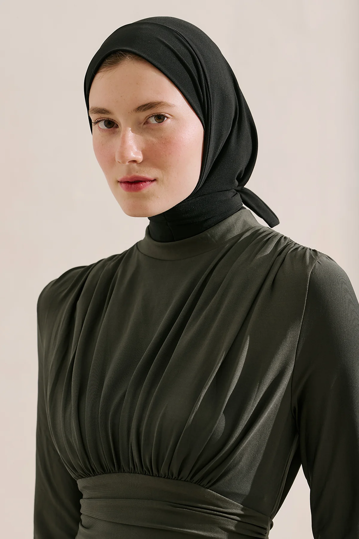 Ruffle Detail Belted Modest Swim Set Green - Image 5