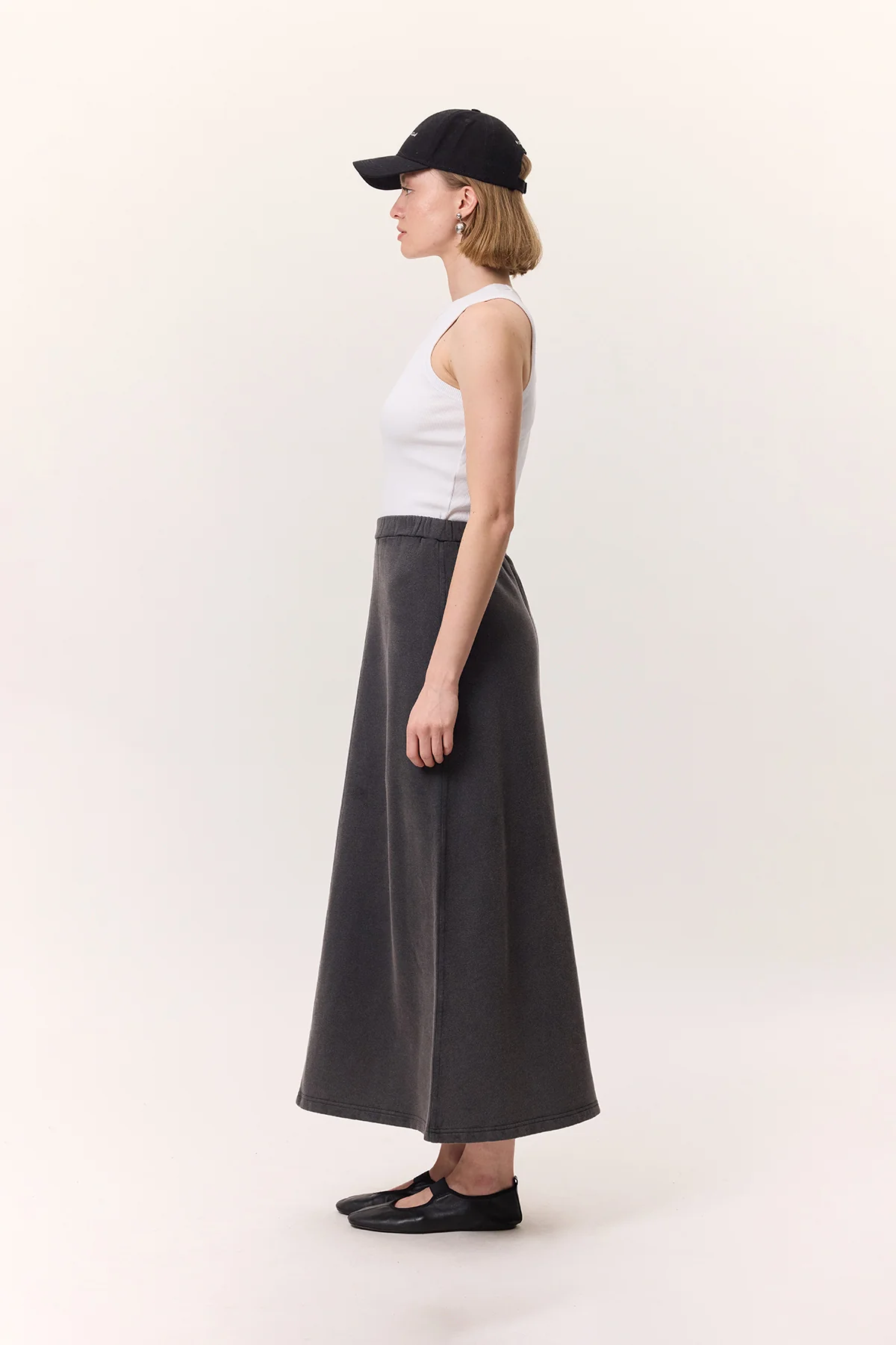 Washed Effect Flared Skirt Anthracite - Image 3