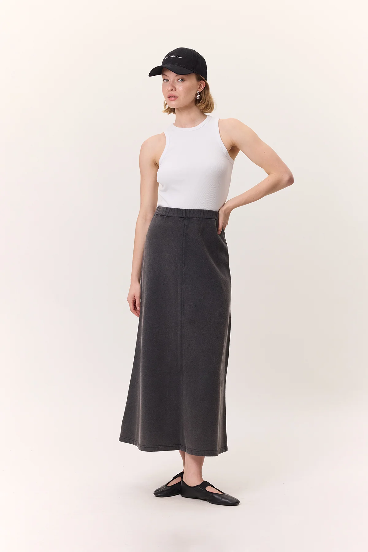 Washed Effect Flared Skirt Anthracite - Image 5