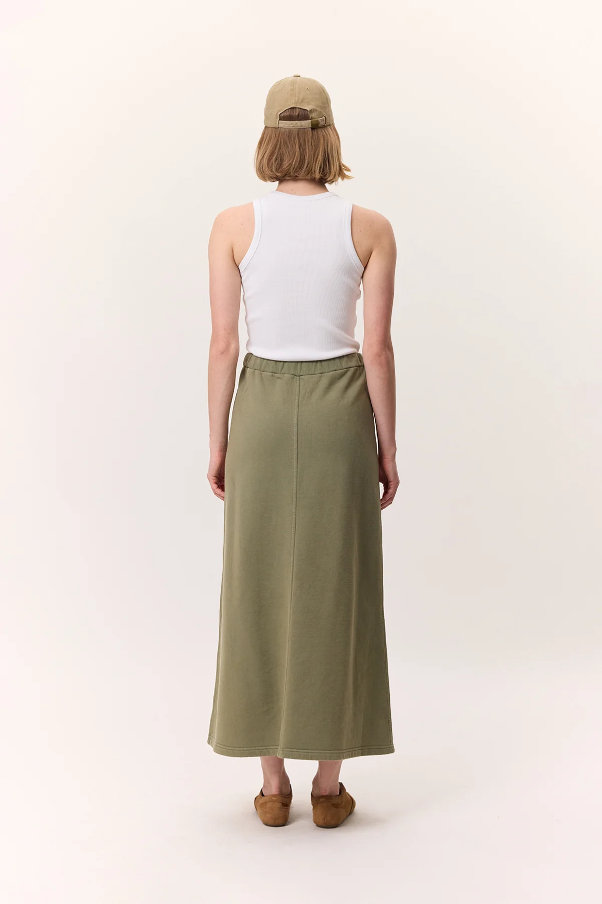 Washed Effect Flared Skirt Green - Image 6