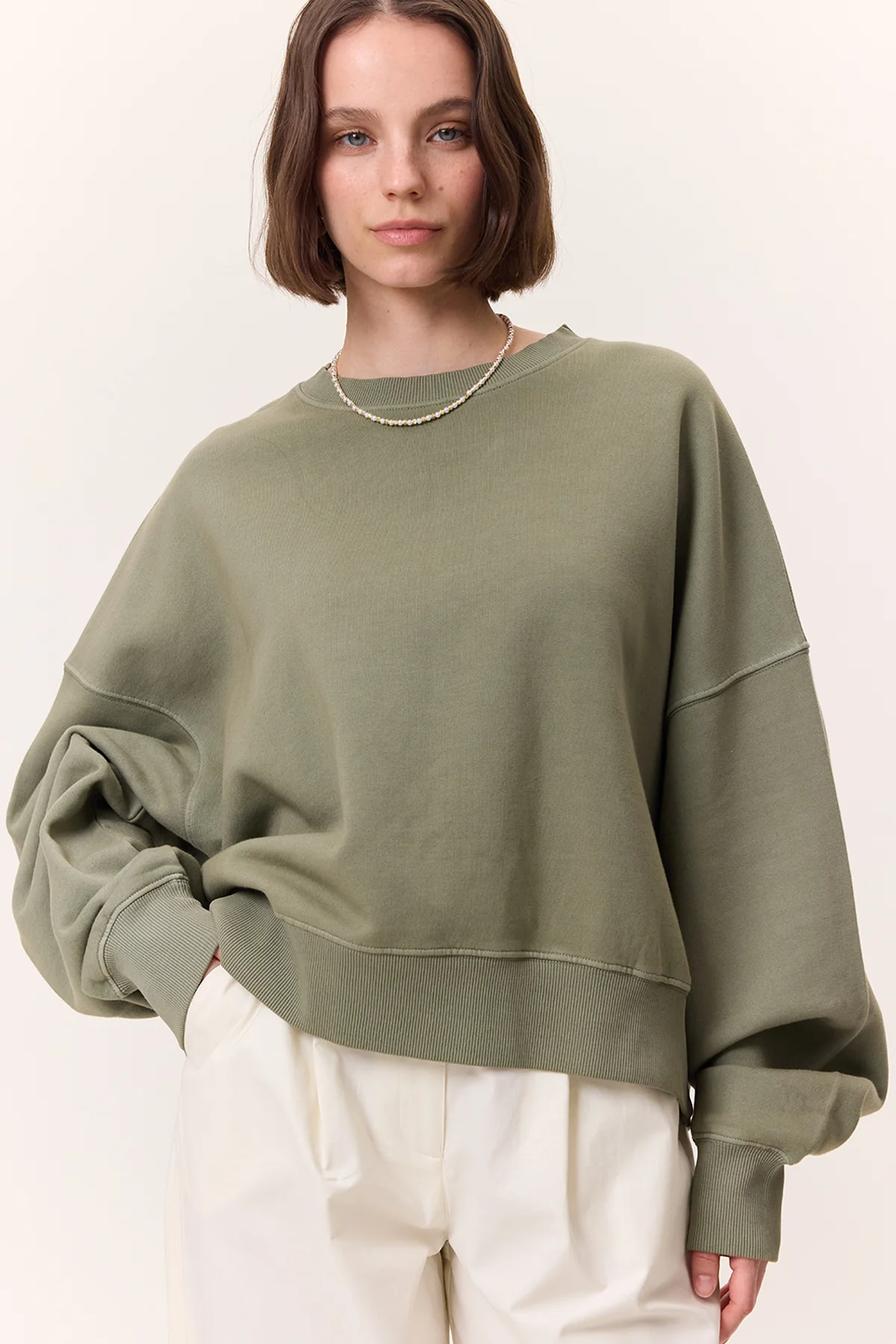Washed Sweatshirt Green - Image 3