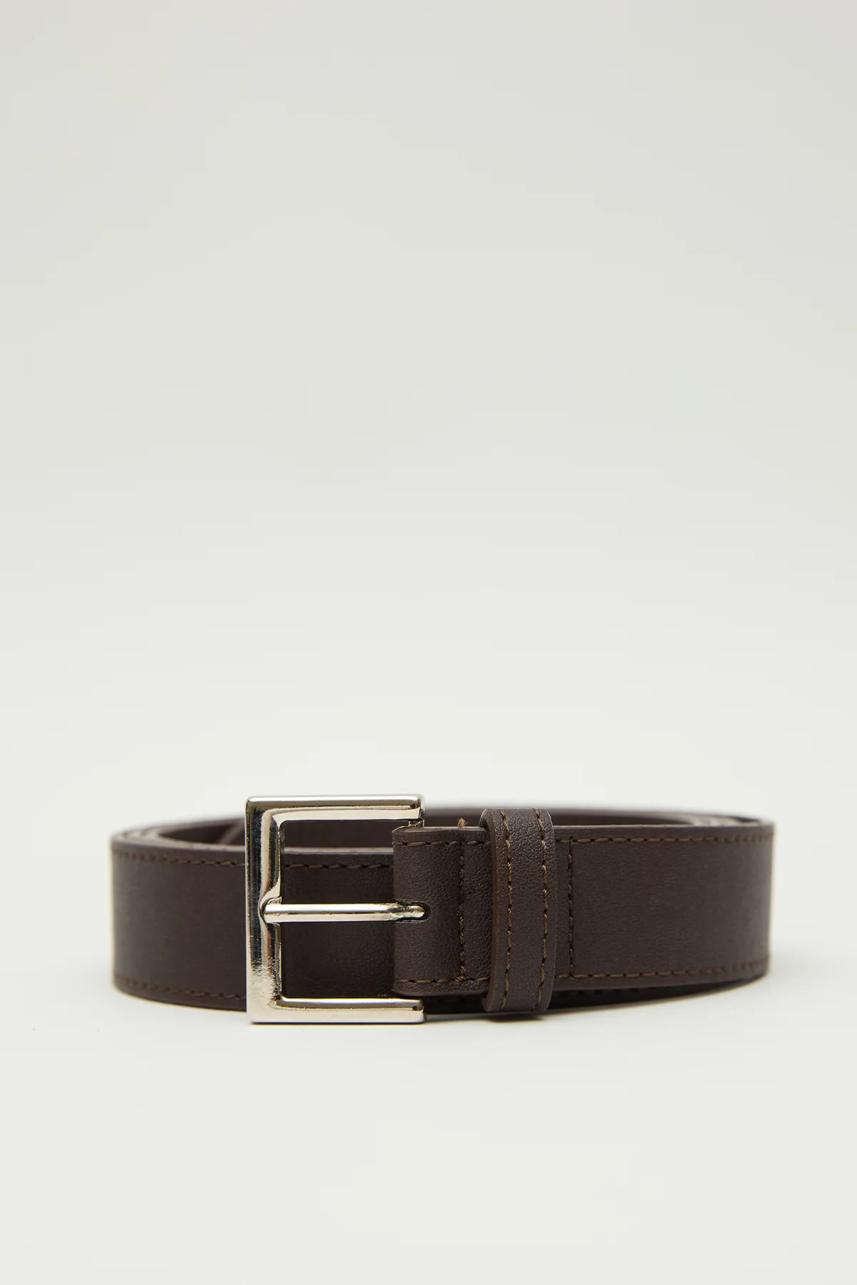 Wide Buckle Long Faux Leather Belt Brown - Image 4