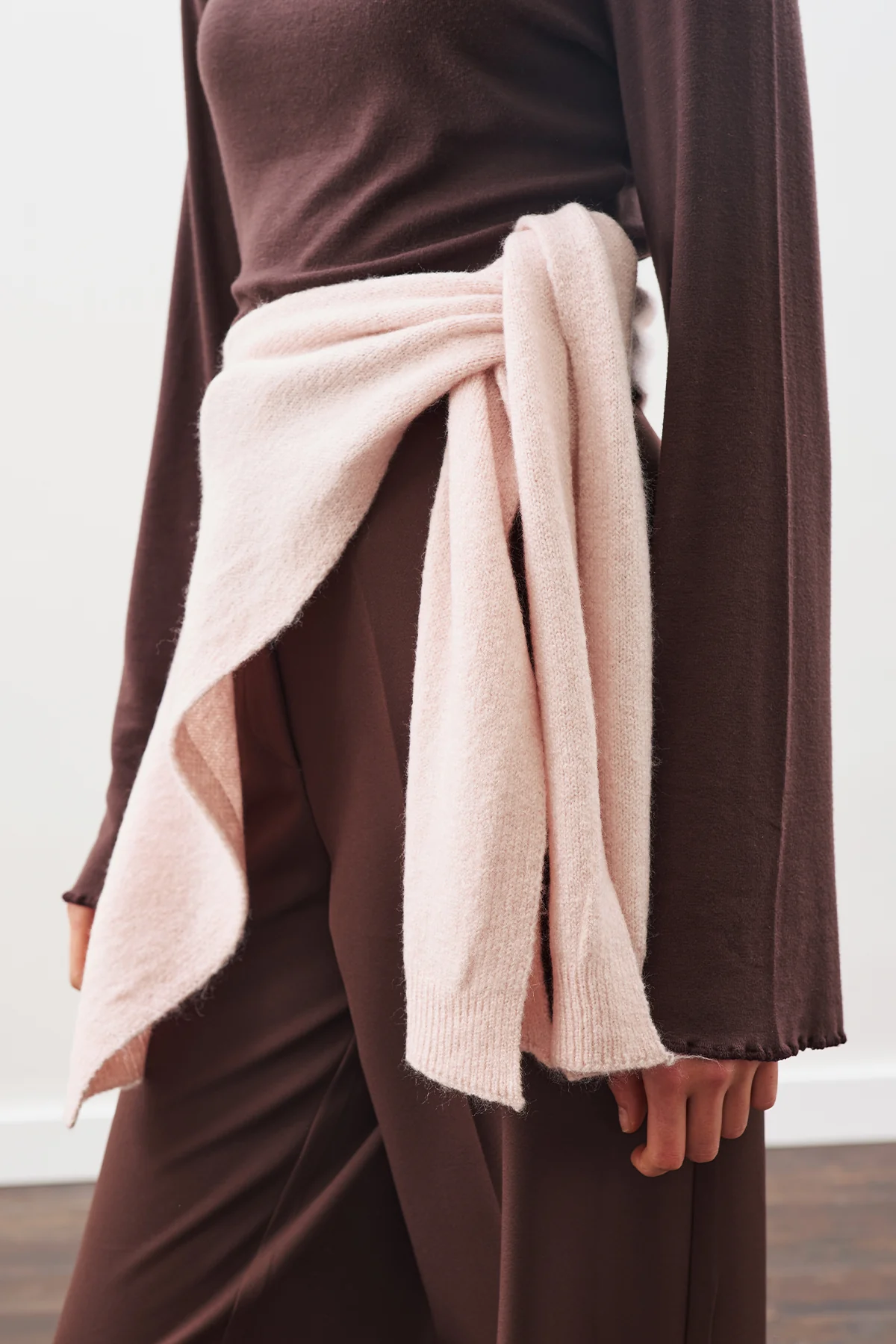 Wide-Collar Knit Scarf Pınk - Image 7