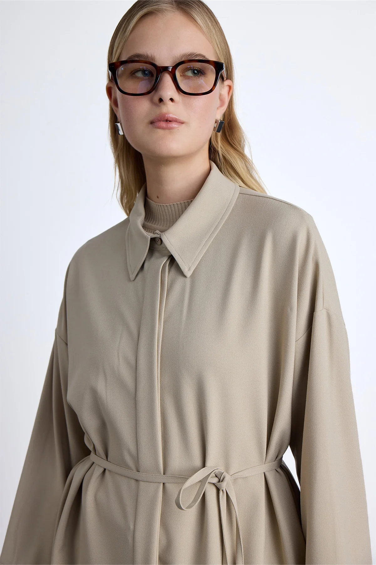 Wide Collar Tunic Beige - Image 2