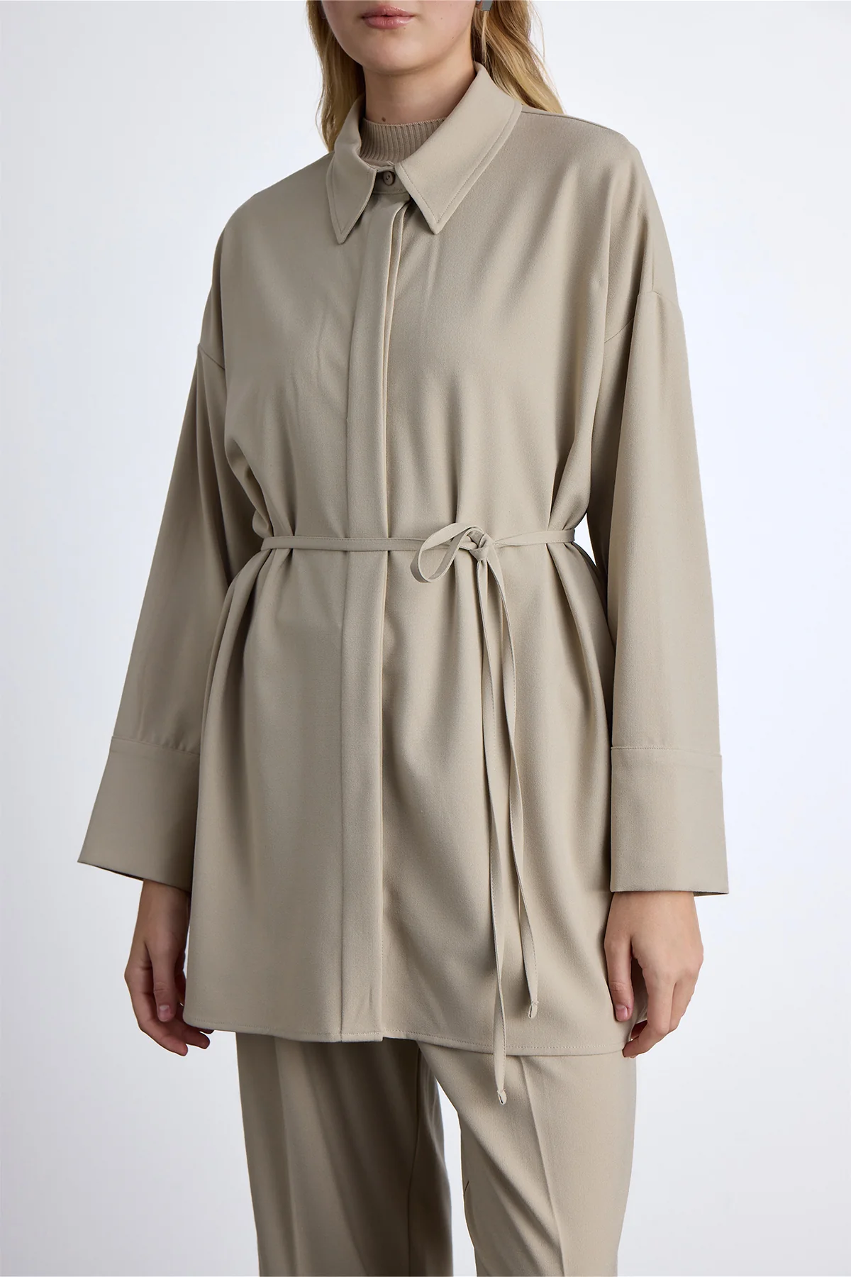 Wide Collar Tunic Beige - Image 7