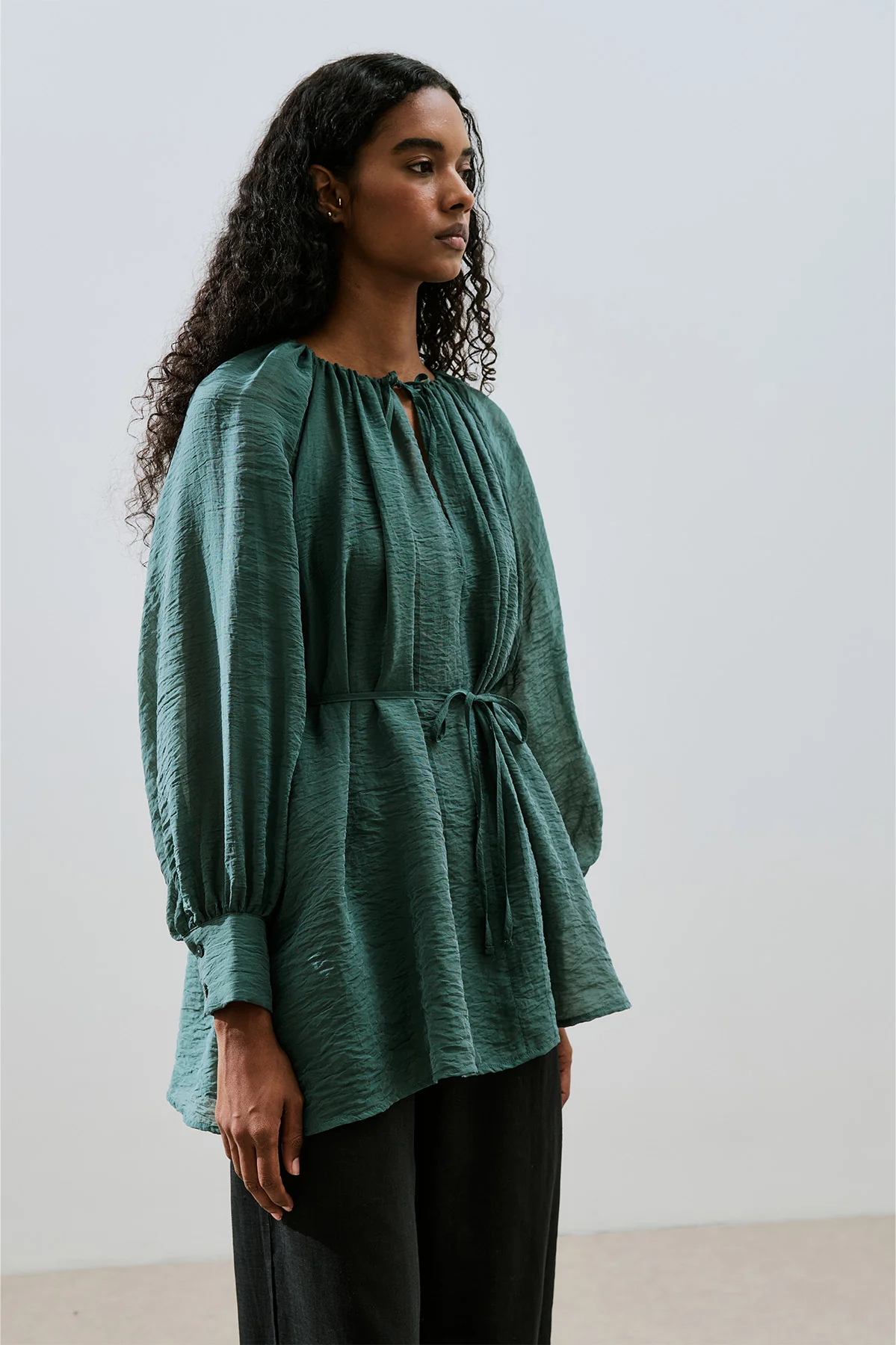 Wide Cuff Belted Tunic Green - Image 6