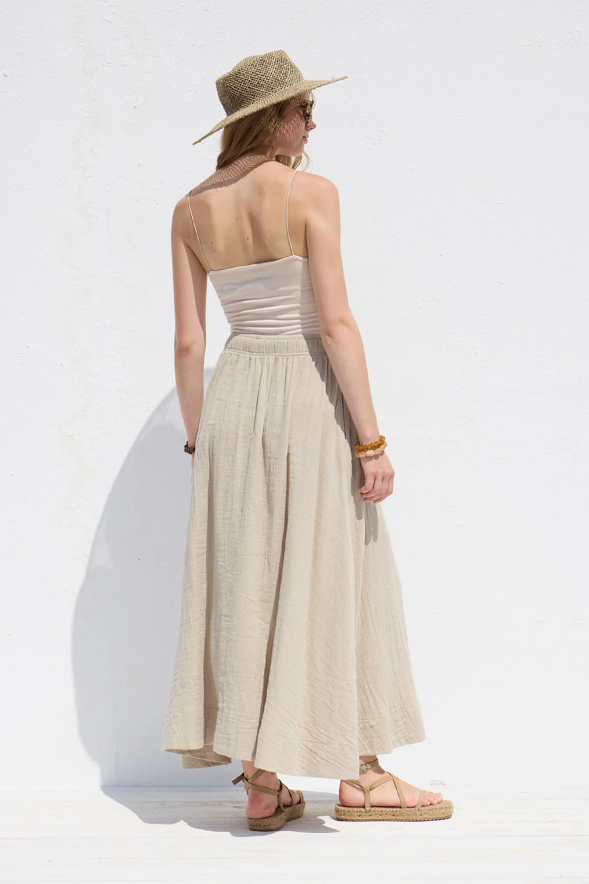 Wide Cut Muslin Skirt Sand - Image 5